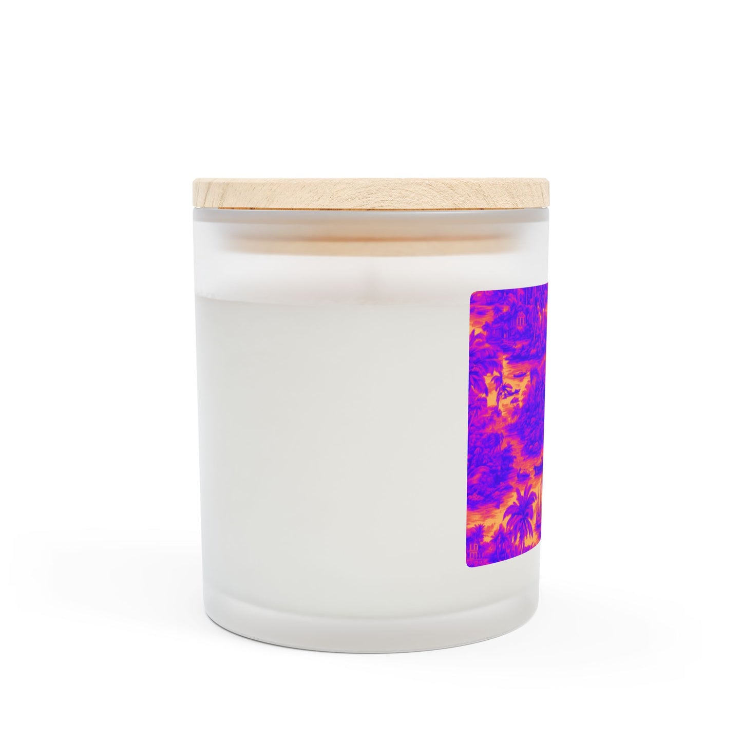 Frosted Glass Candle, 11oz, Crazy Cool Tropical Toile