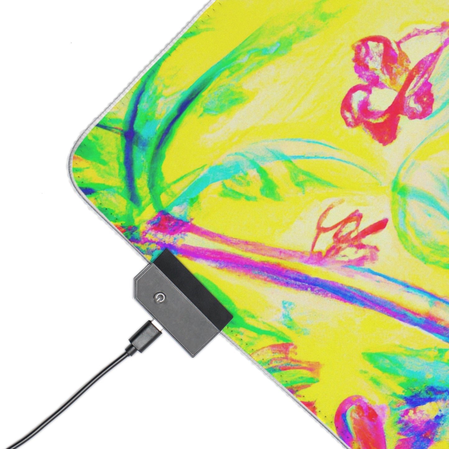 LED Gaming Mouse Pad With Vibrant RGB Lighting, 4 Sizes / Tropical Doodles, Yellow
