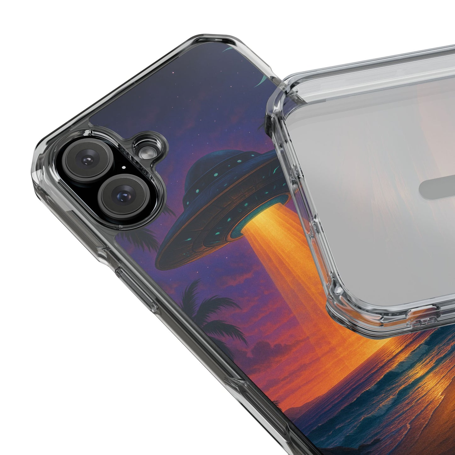 Beach UFO at Night Magnetic Clear Phone Case, Many Models