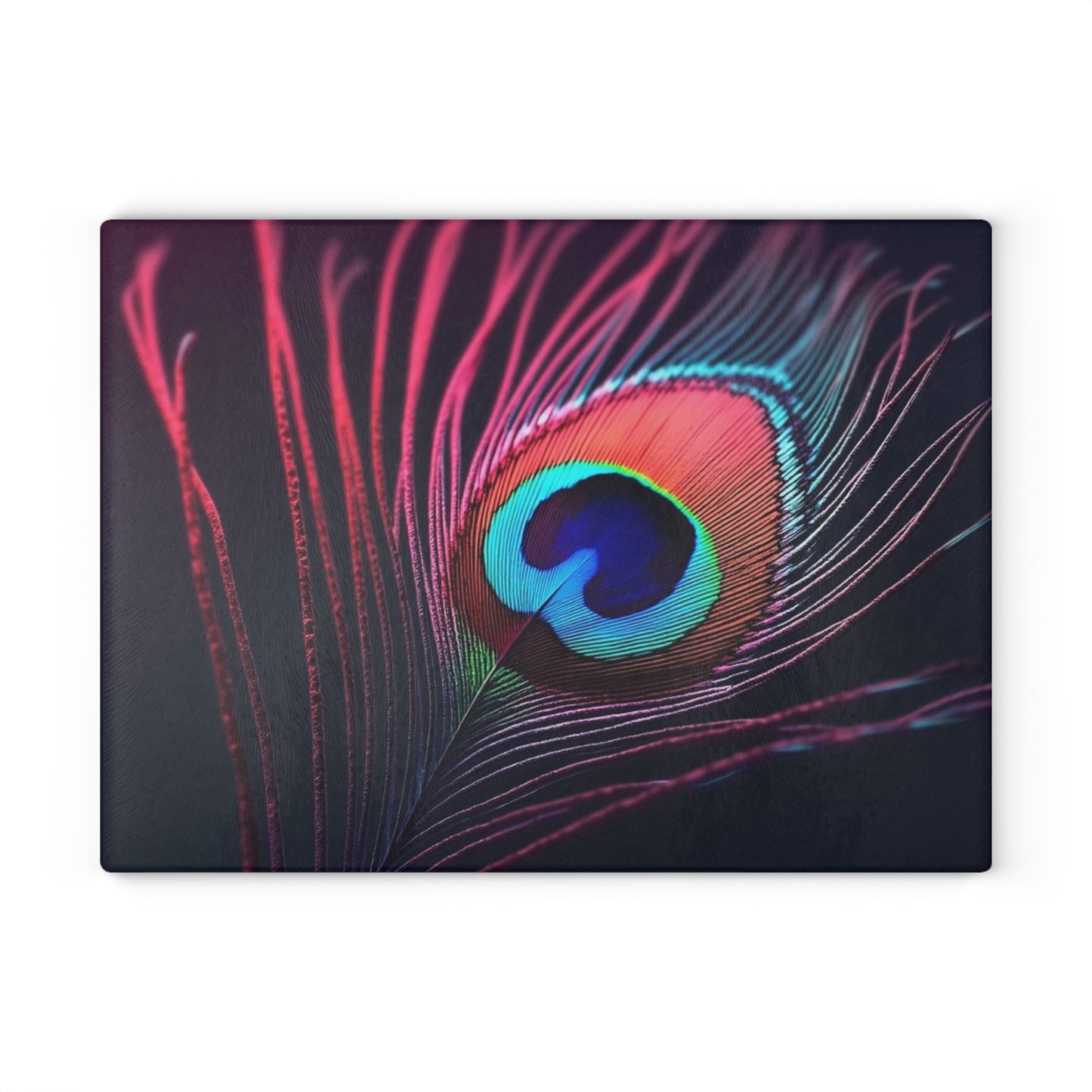 Glass Cutting Board, 2 sizes - Peacock Eye Feather, Magenta