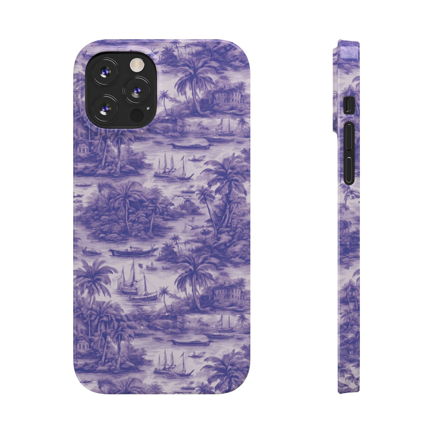 Slim Phone Cases - Tropical Toile #1, purple