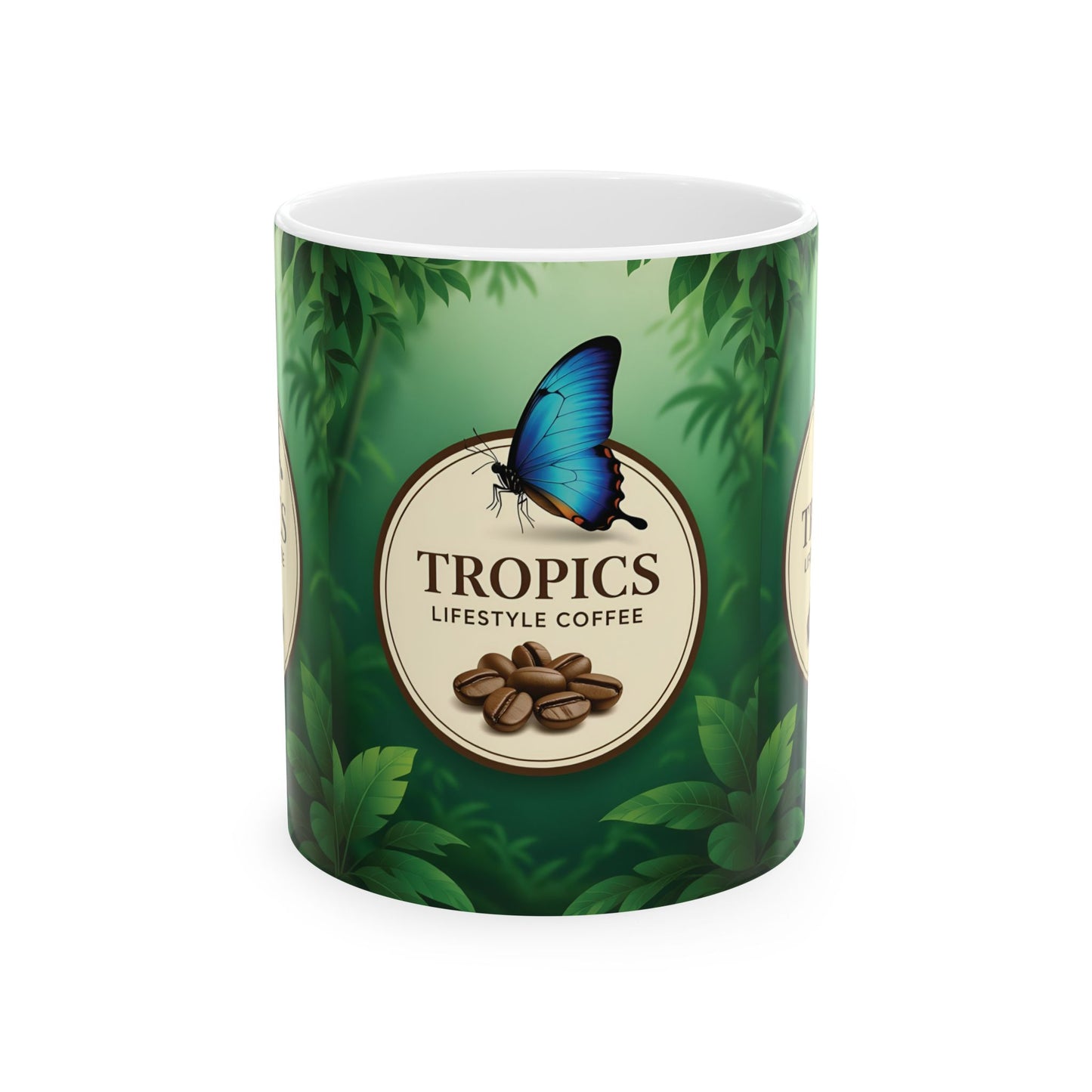 Ceramic White Mug - Tropics Lifestyle Coffee Butterfly