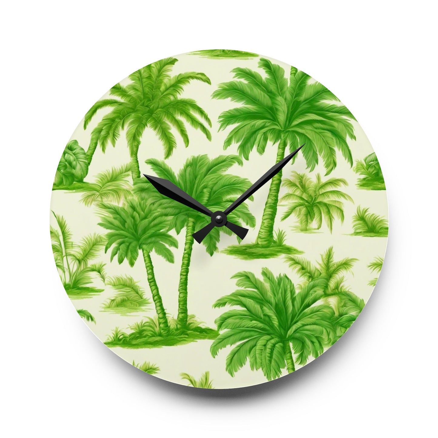 Acrylic Wall Clock,  Bright Green Palms, 4 Variants