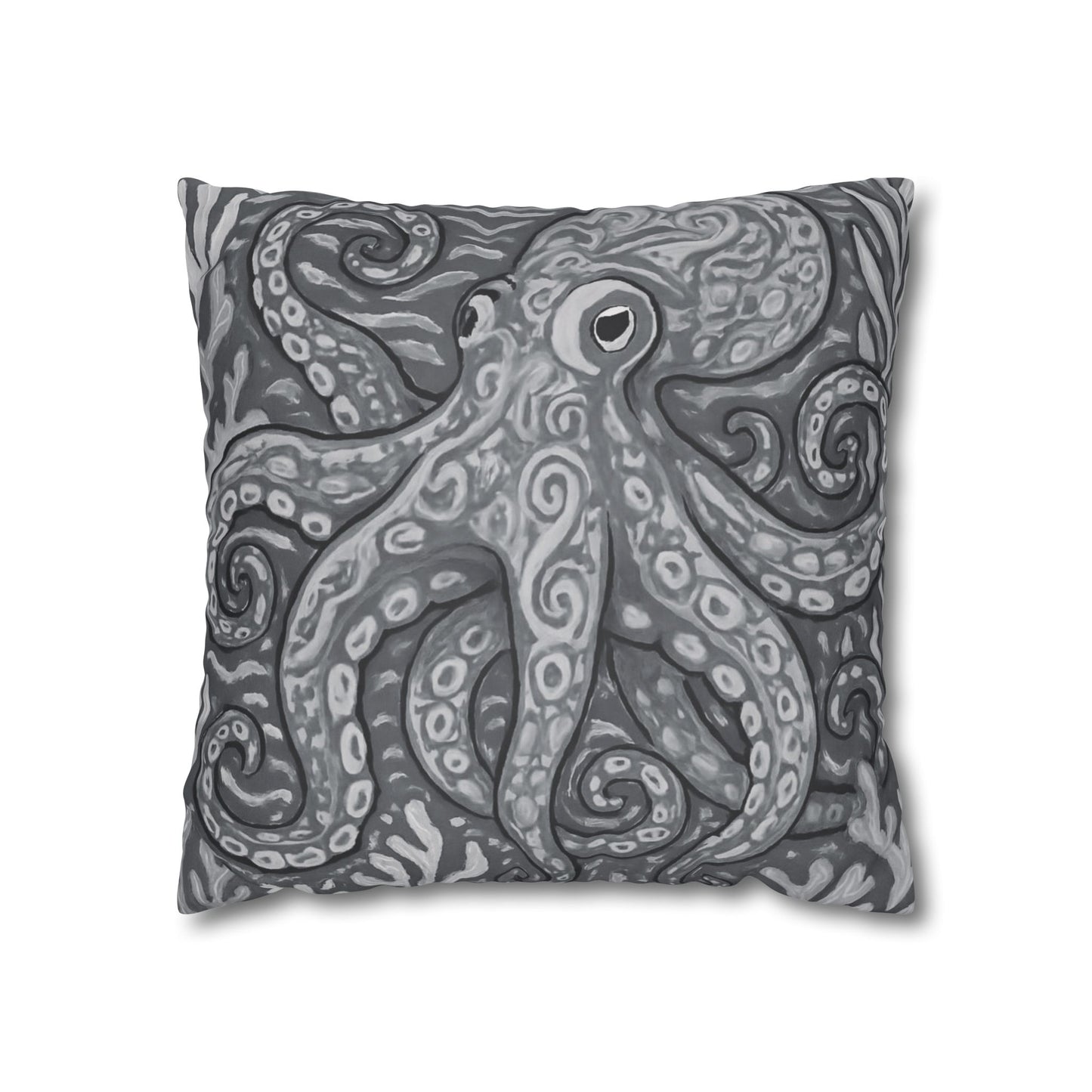 Faux Suede Square Pillowcase - Noir Kraken Joe