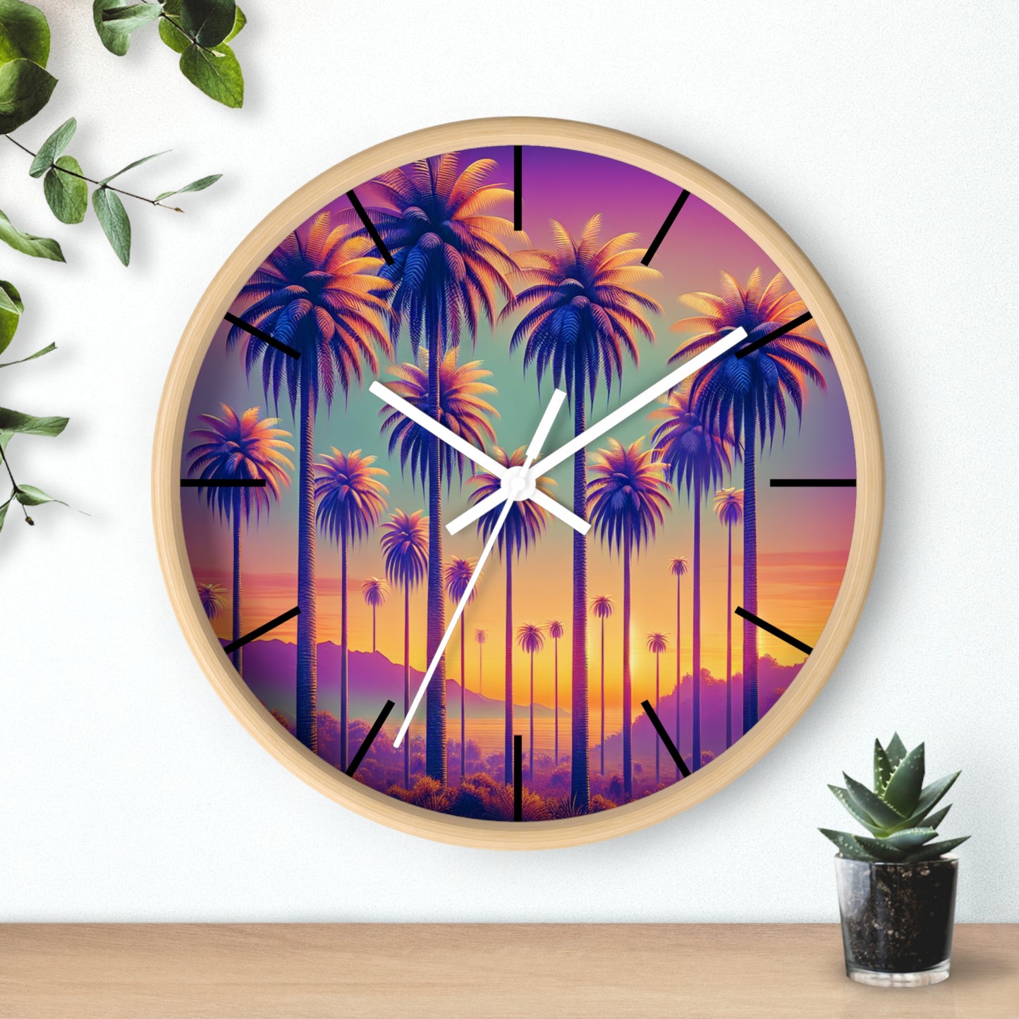 Wall Clock, Sunset Palms, Hands/Base Color Variants