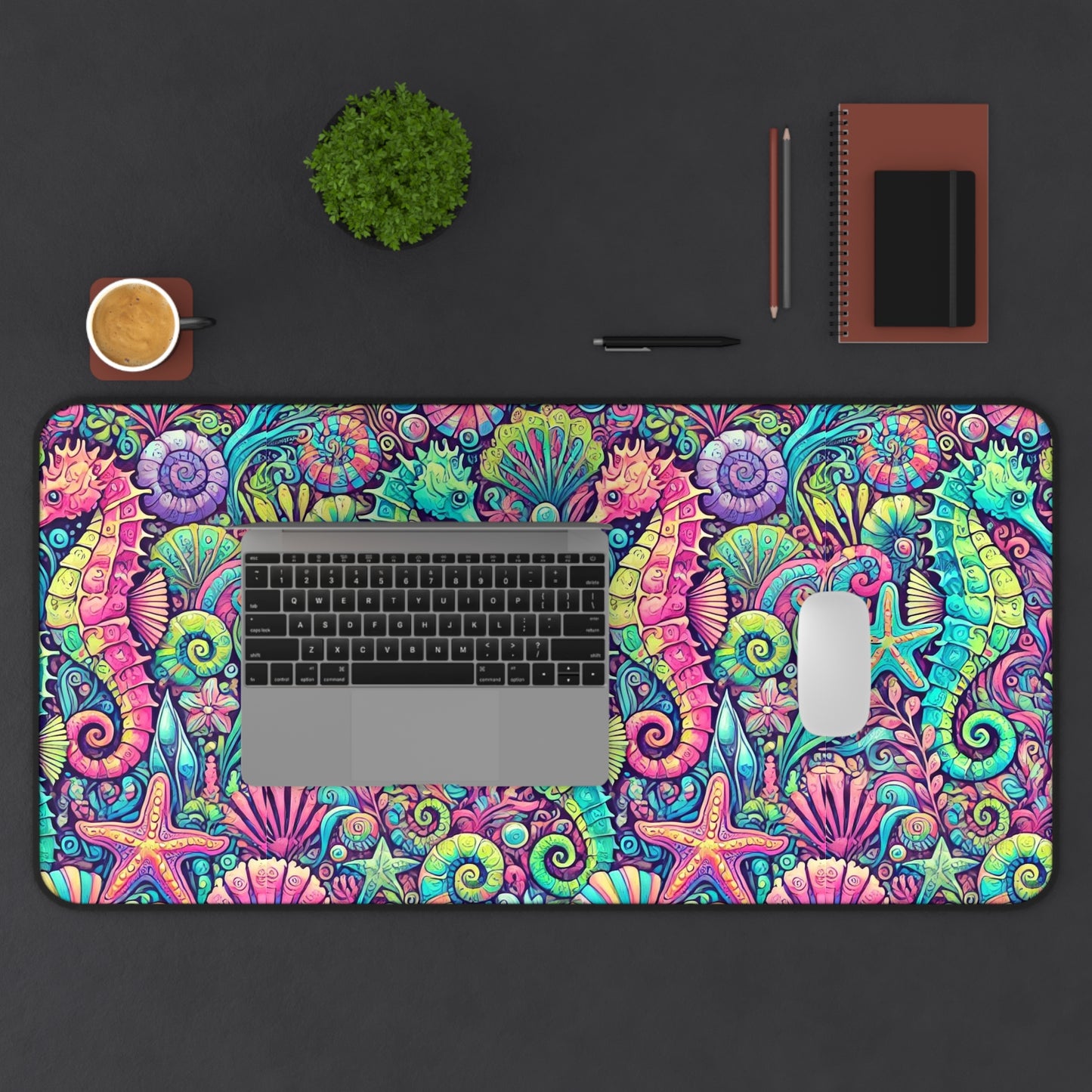 Tropical Mouse Pad/Desk Mat, 3 Sizes - Perfect for Home Office / Seahorses, Pop
