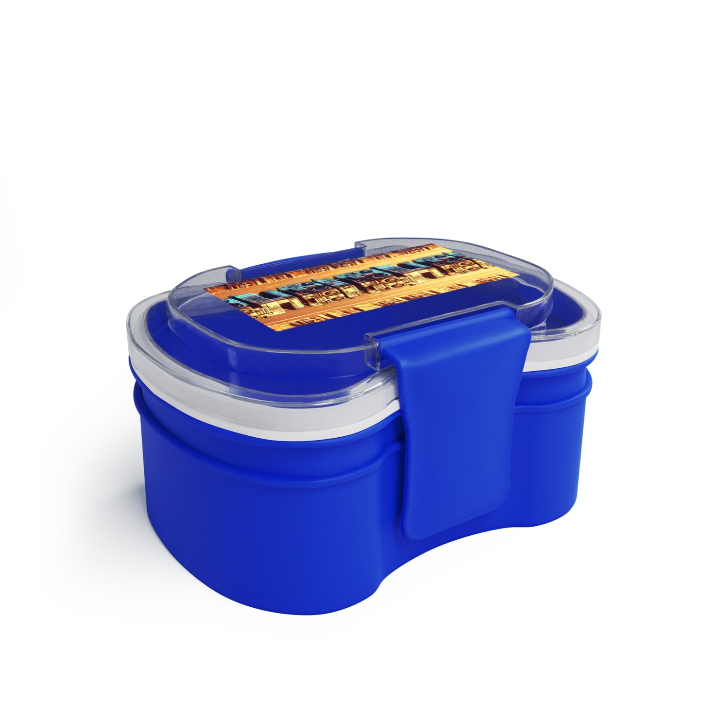 Colorful Techno Tiki Totems Two-Tier Bento Box - Ideal for Kids' Lunches and Picnics