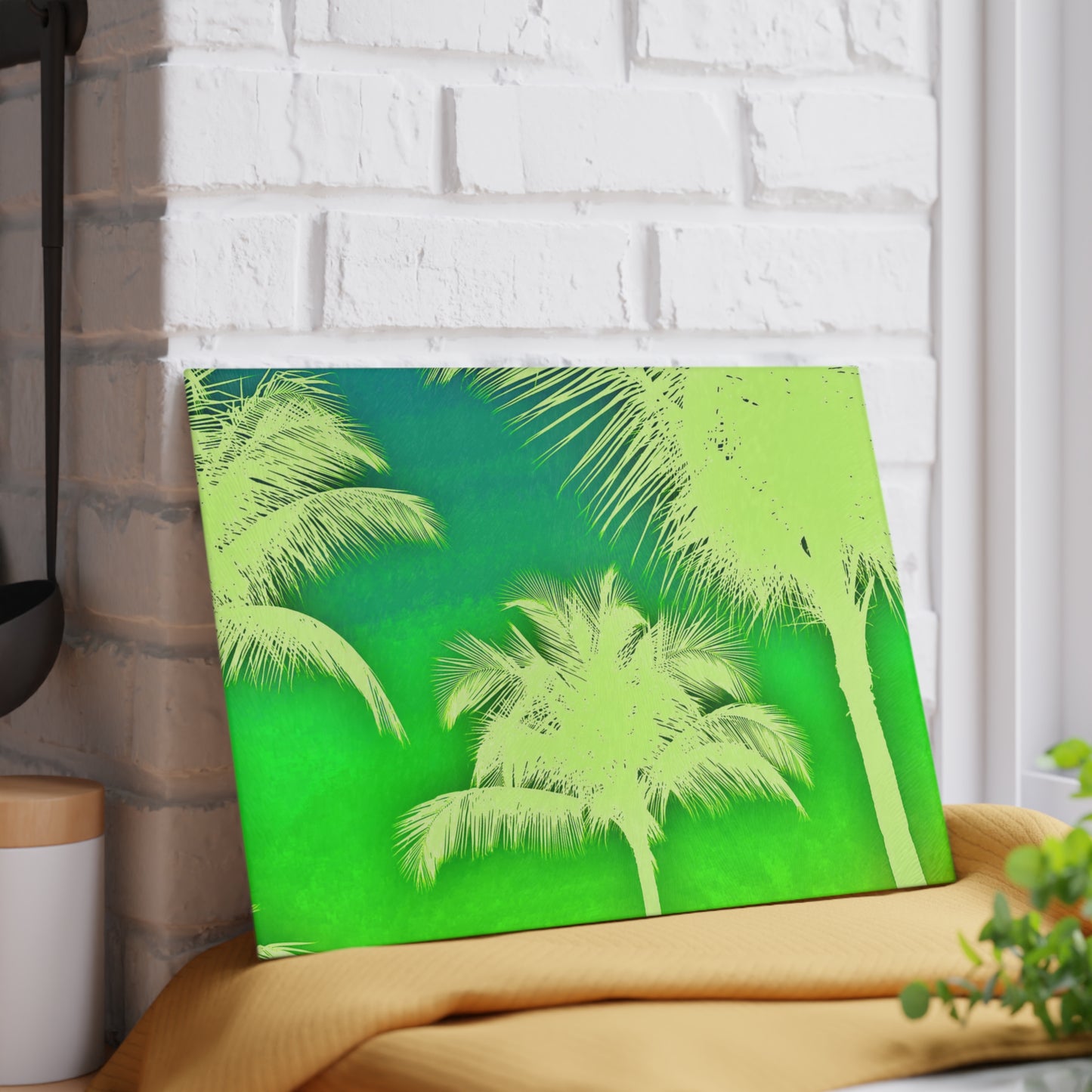 Glass Cutting Board, 2 sizes - Palm Glow/Green