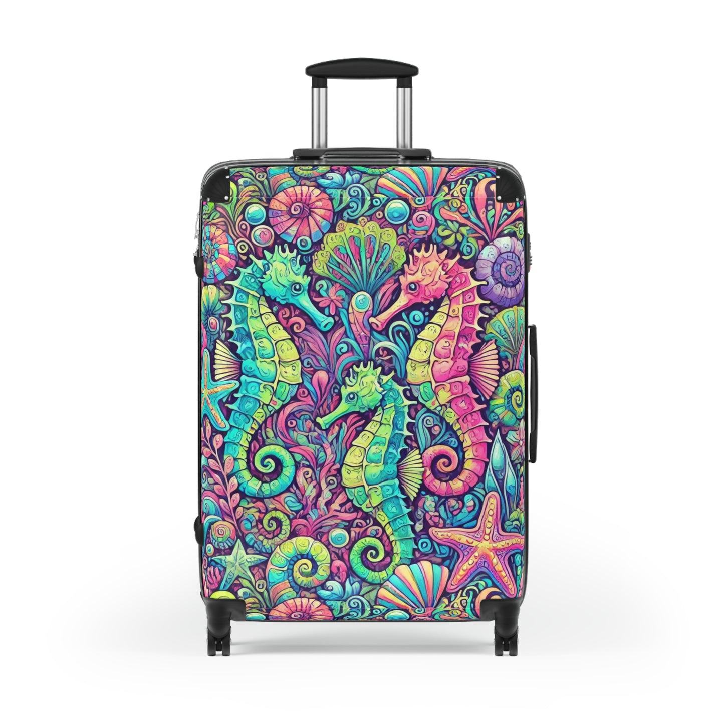 Colorful Tropical Suitcase - Stylish Travel Luggage for Adventurers / Seahorses