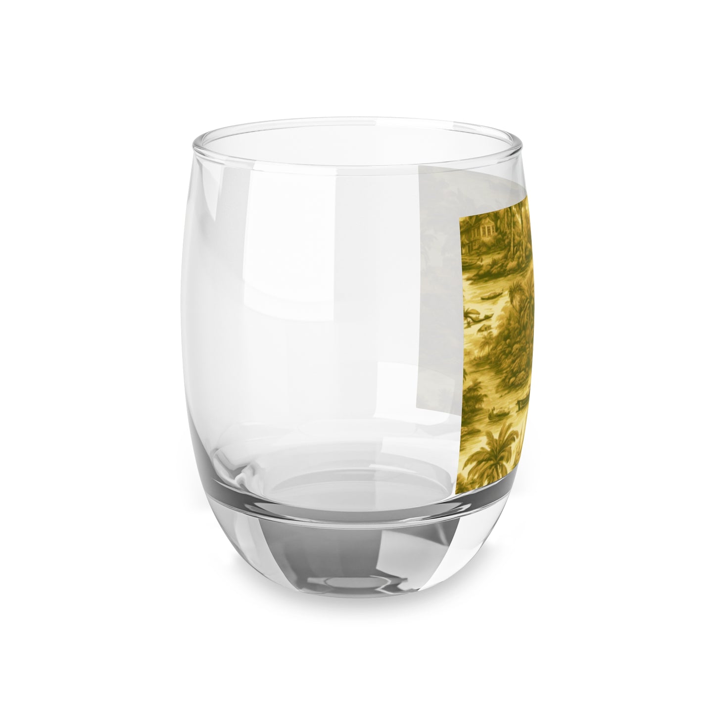 Whiskey Glass, Tropical Toile #1, Gold