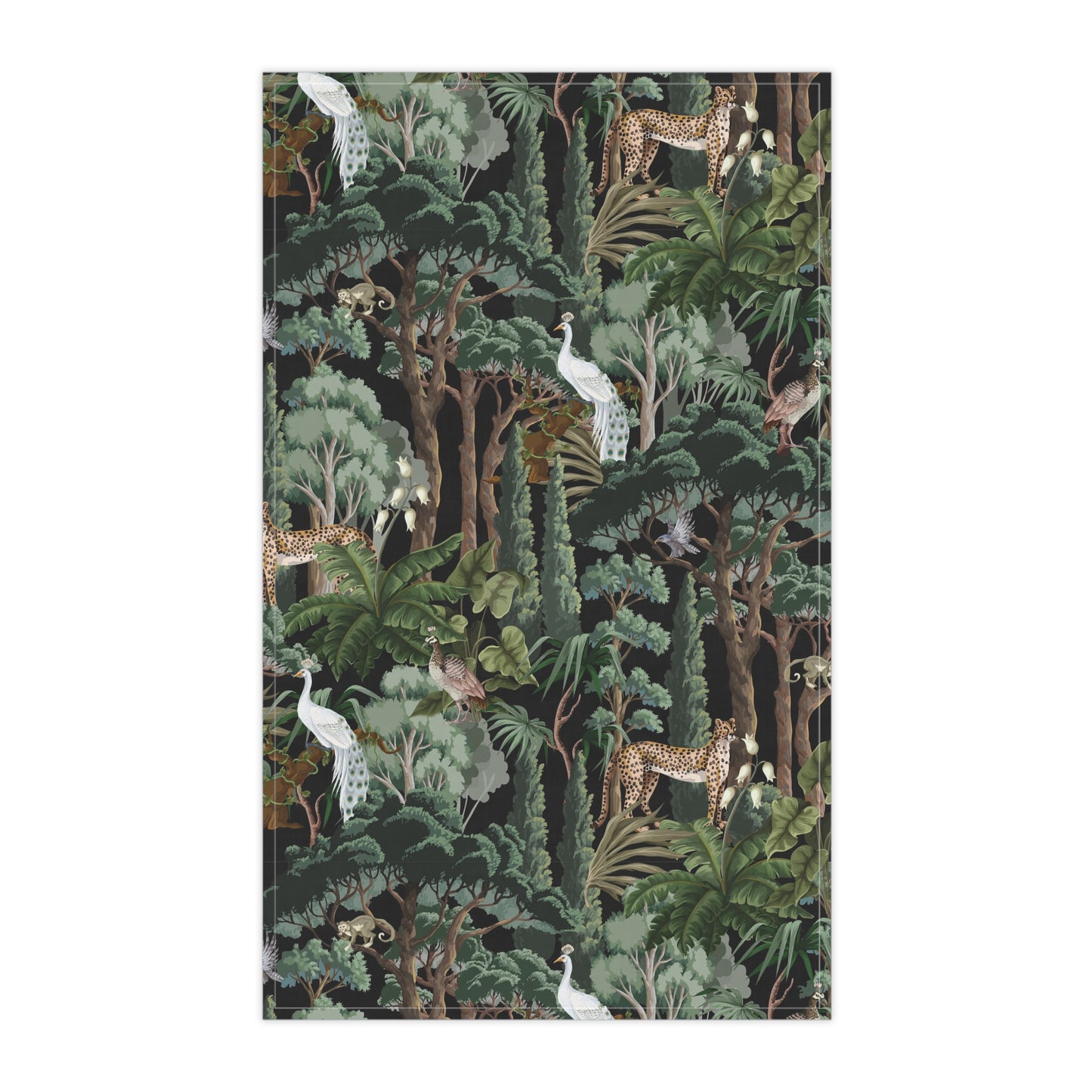 Tea Towels (cotton, poly) - Hidden Peacocks, Midnight