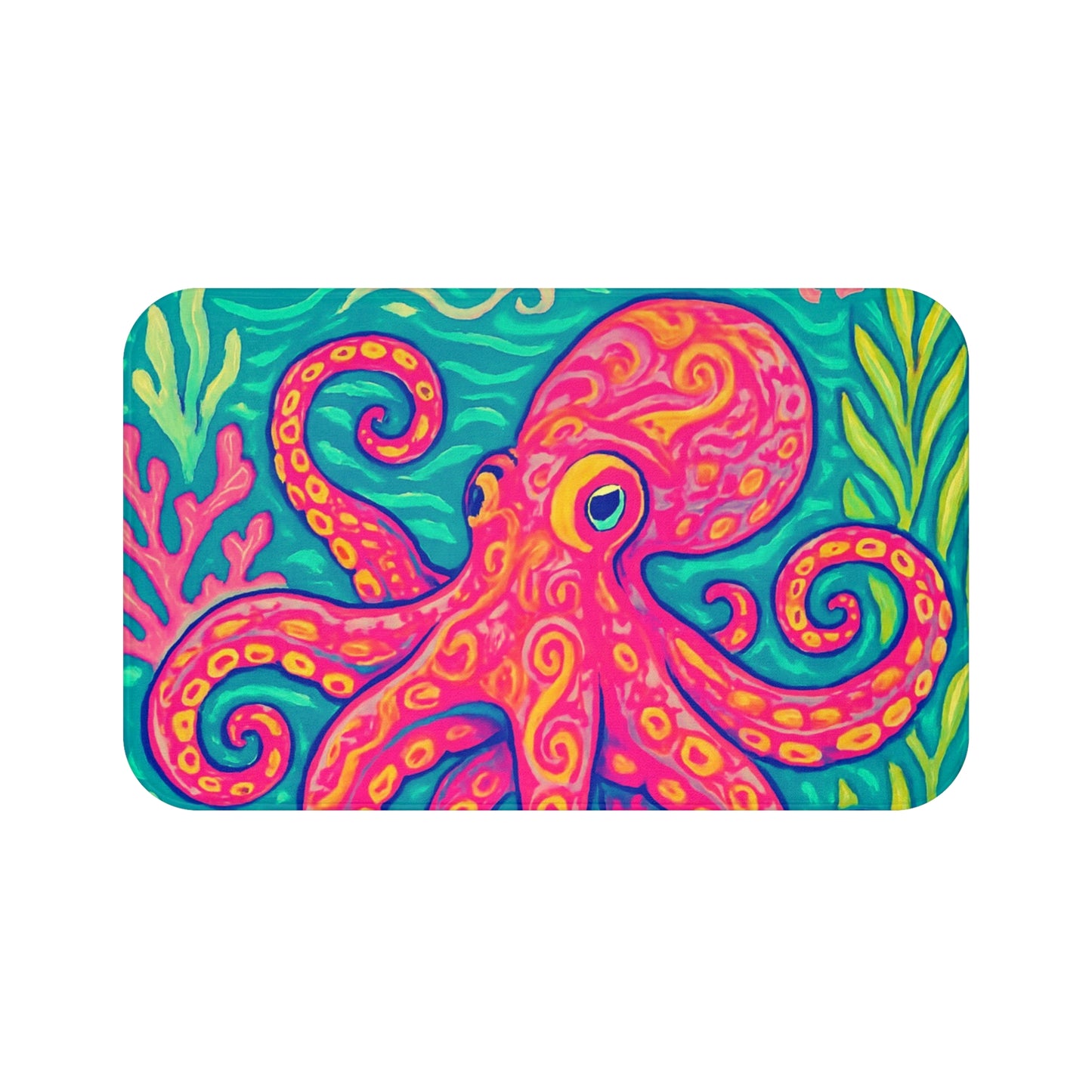 Red Kraken Joe Bath Mat, 2 Sizes - Tropical Vibes for Home Decor