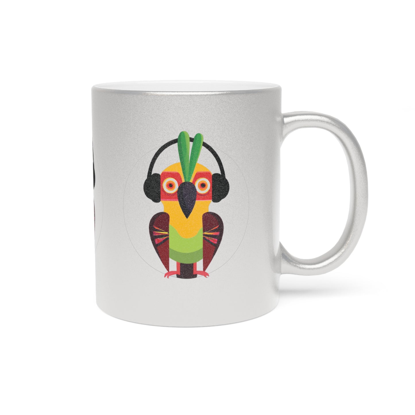 Colorful Tropical Metallic Mug, Gold or Silver - Rockin' Out Parrot