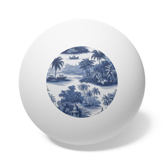 Tropical Paradise Ping Pong Balls - 6 Pack with Travel Toile Blue