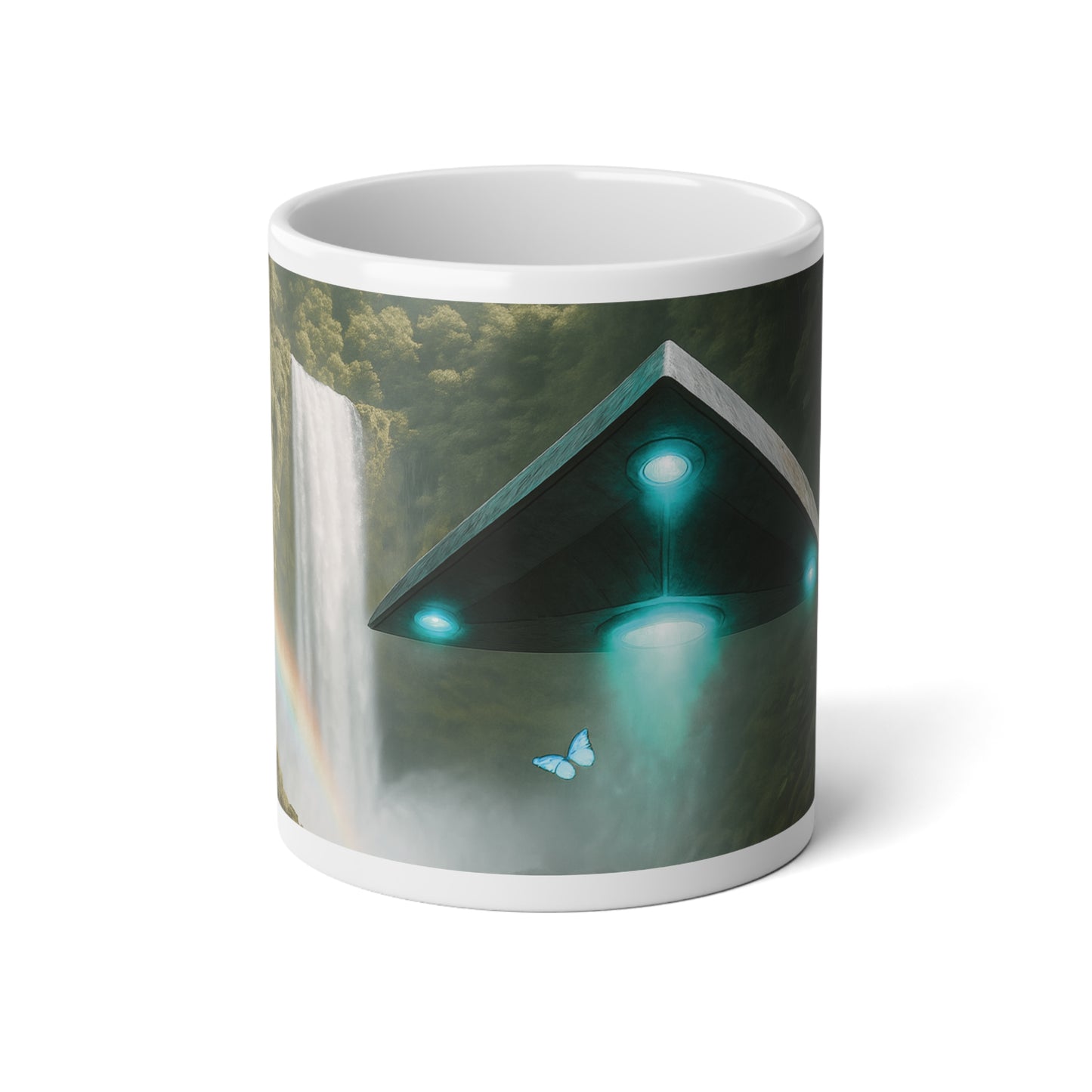 Jumbo Mug, 20oz, UFO and Waterfall | Tropical Coffee Cup