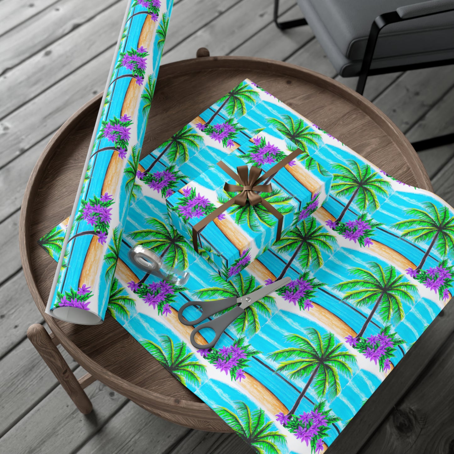 Wrapping Paper - Tropical Gift Wrap for All Occasions / 3 Sizes, 2 Finishes / Tropical Beach