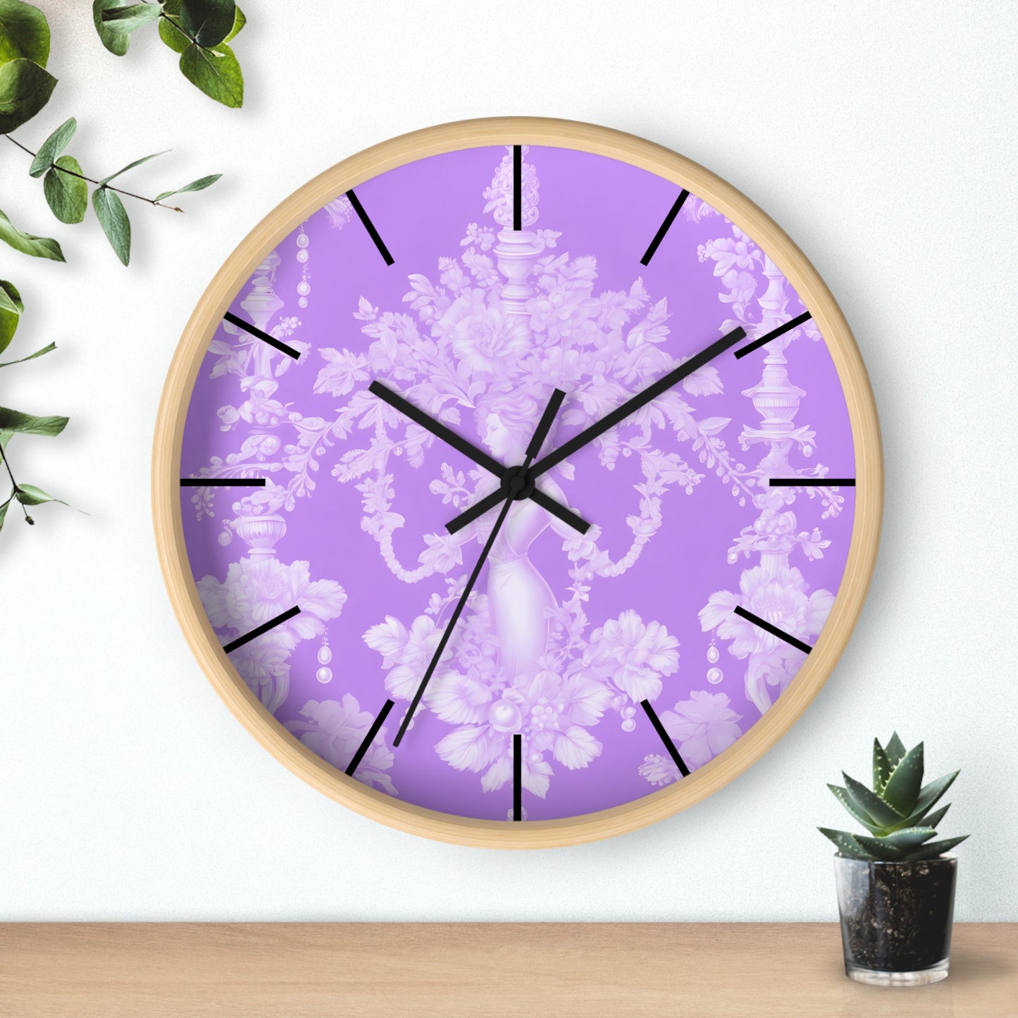 Wall Clock, Pearl Lady Toile / Purple, Hands/Base Variants