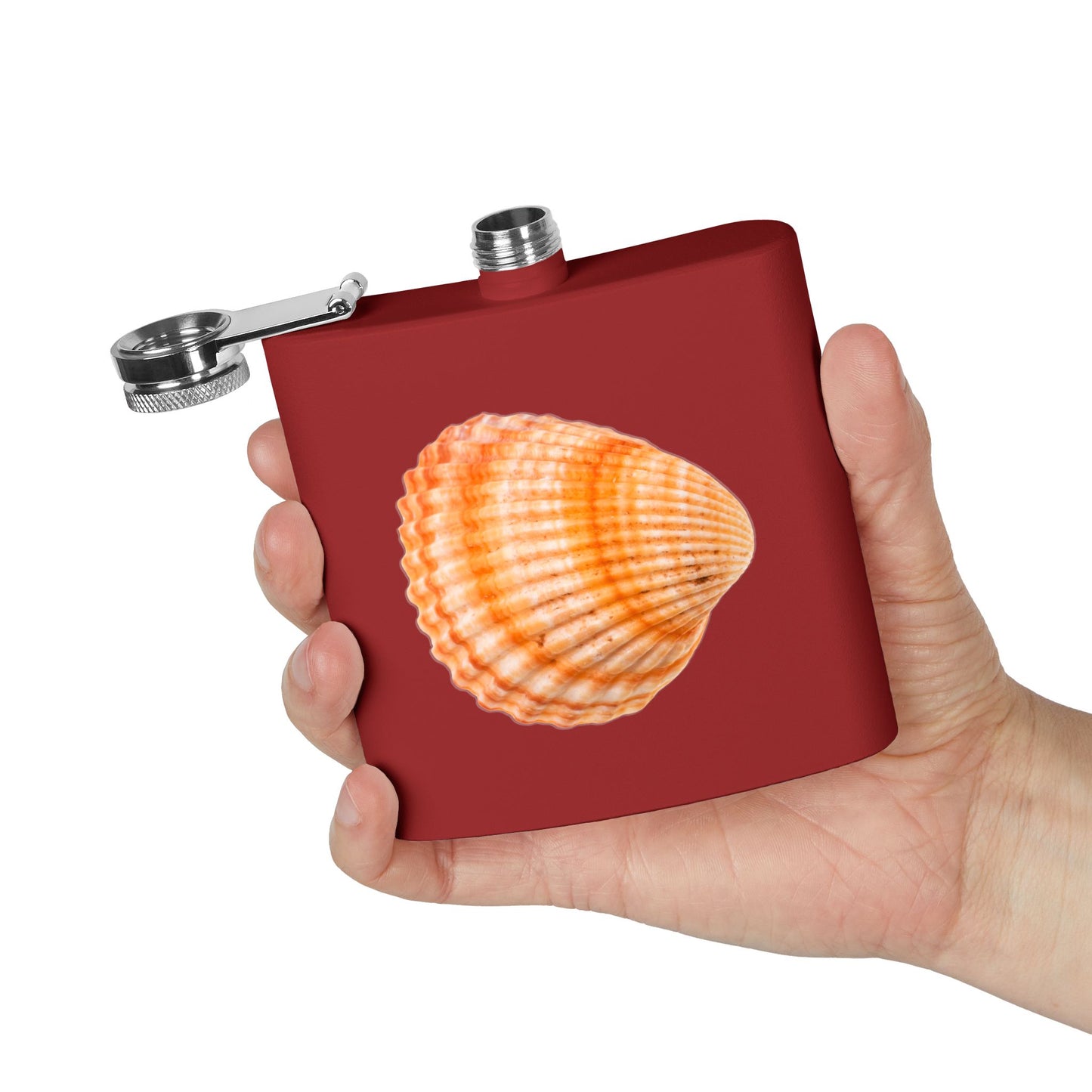 Tropical Stainless Steel 6 oz. Flask, Many Colors  – Orange Scallop