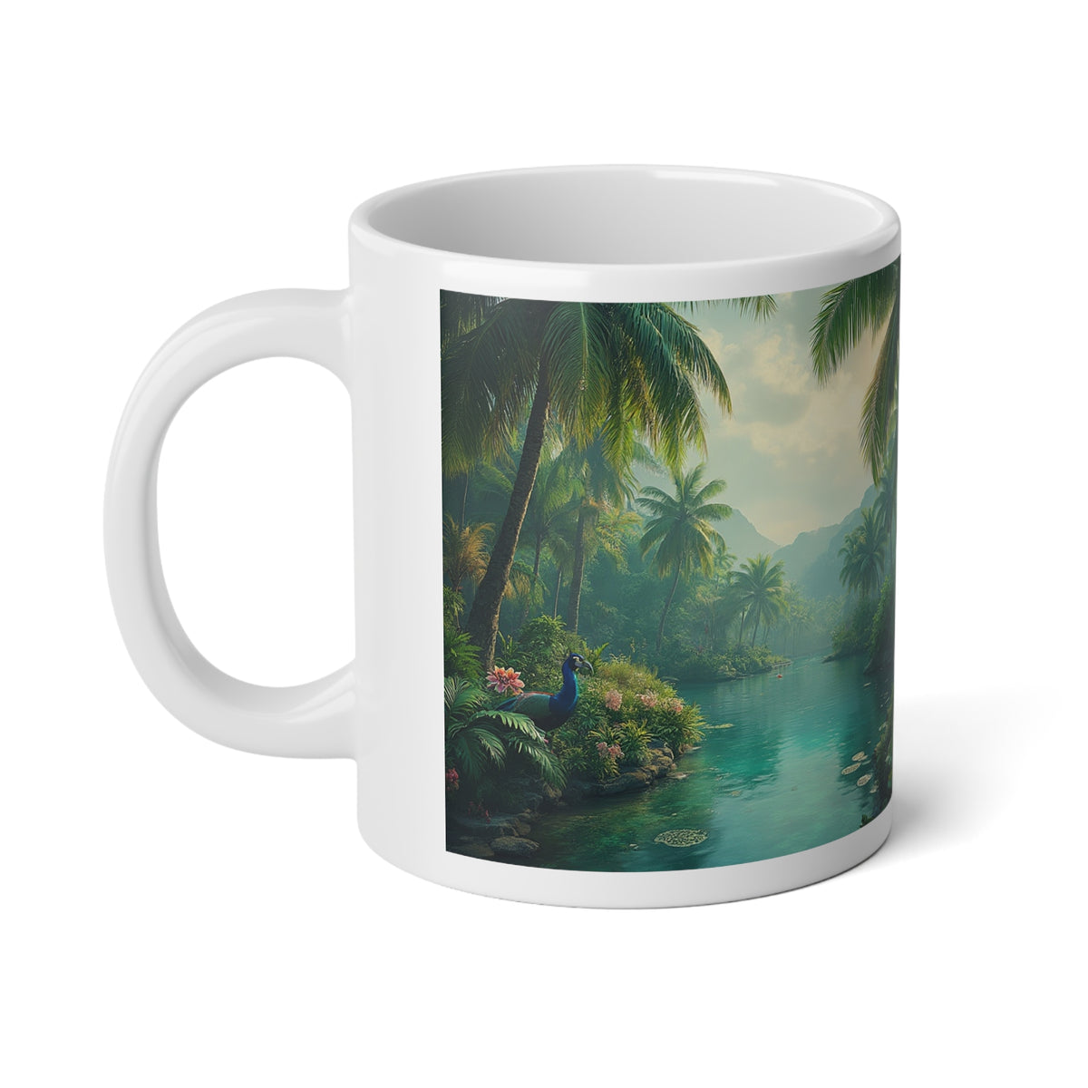 Jumbo Mug, 20oz, Restful Peacock | Tropical Coffee Cup