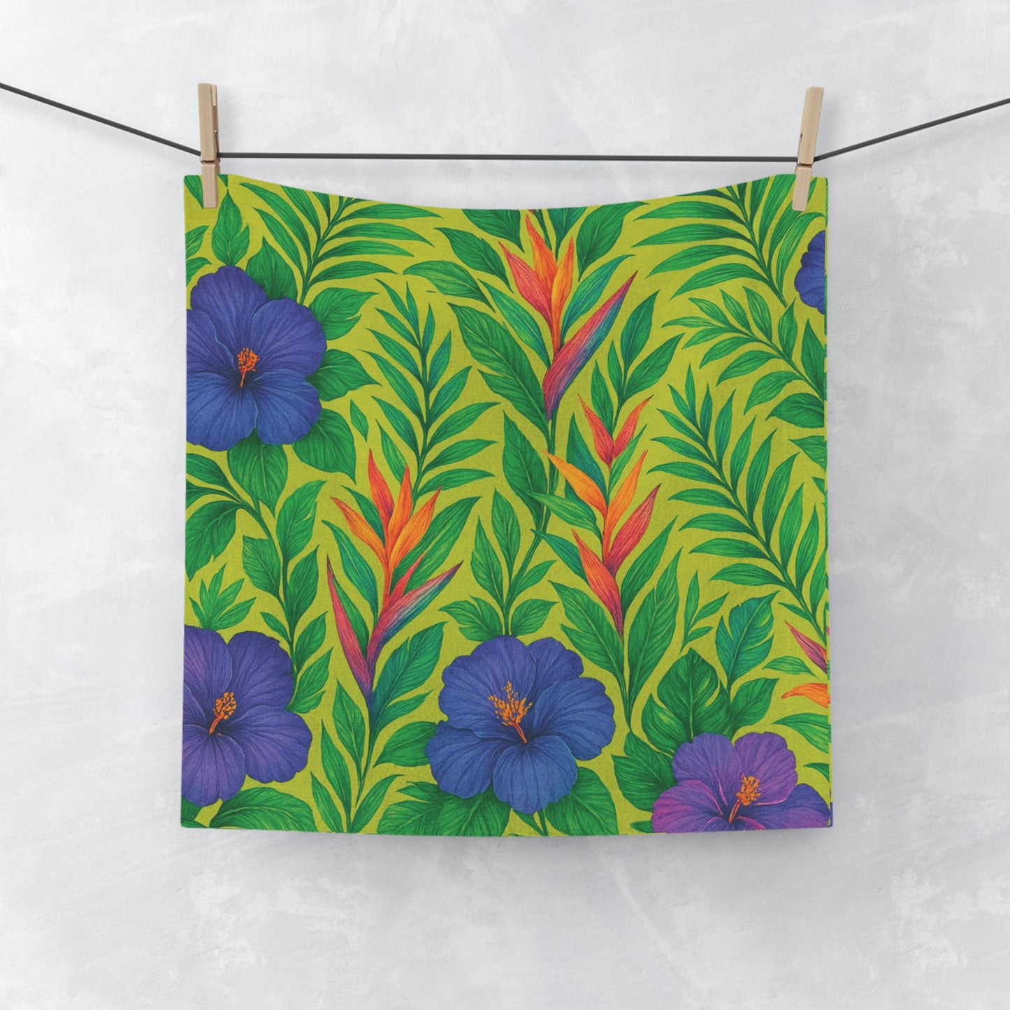 Face Towel - Midnight Flower Lime