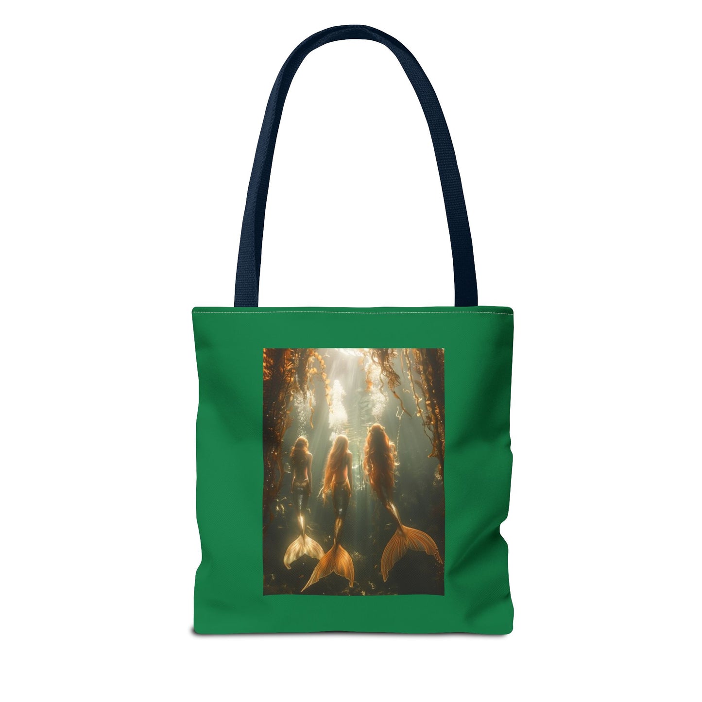 Three Mermaid Sisters, Dark Green Tote Bag - 3 Sizes