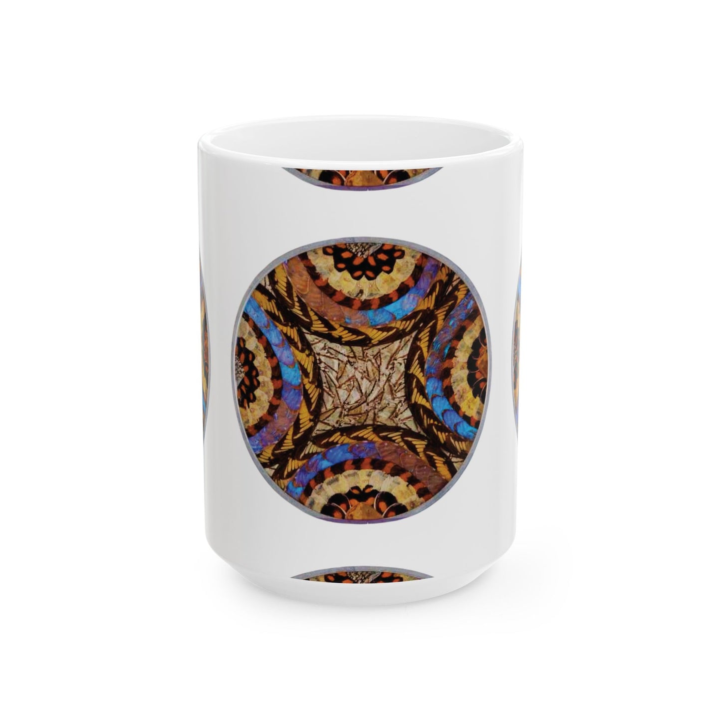 Ceramic White Mug - 11oz & 15oz, Real Butterfly Wing Plate #3