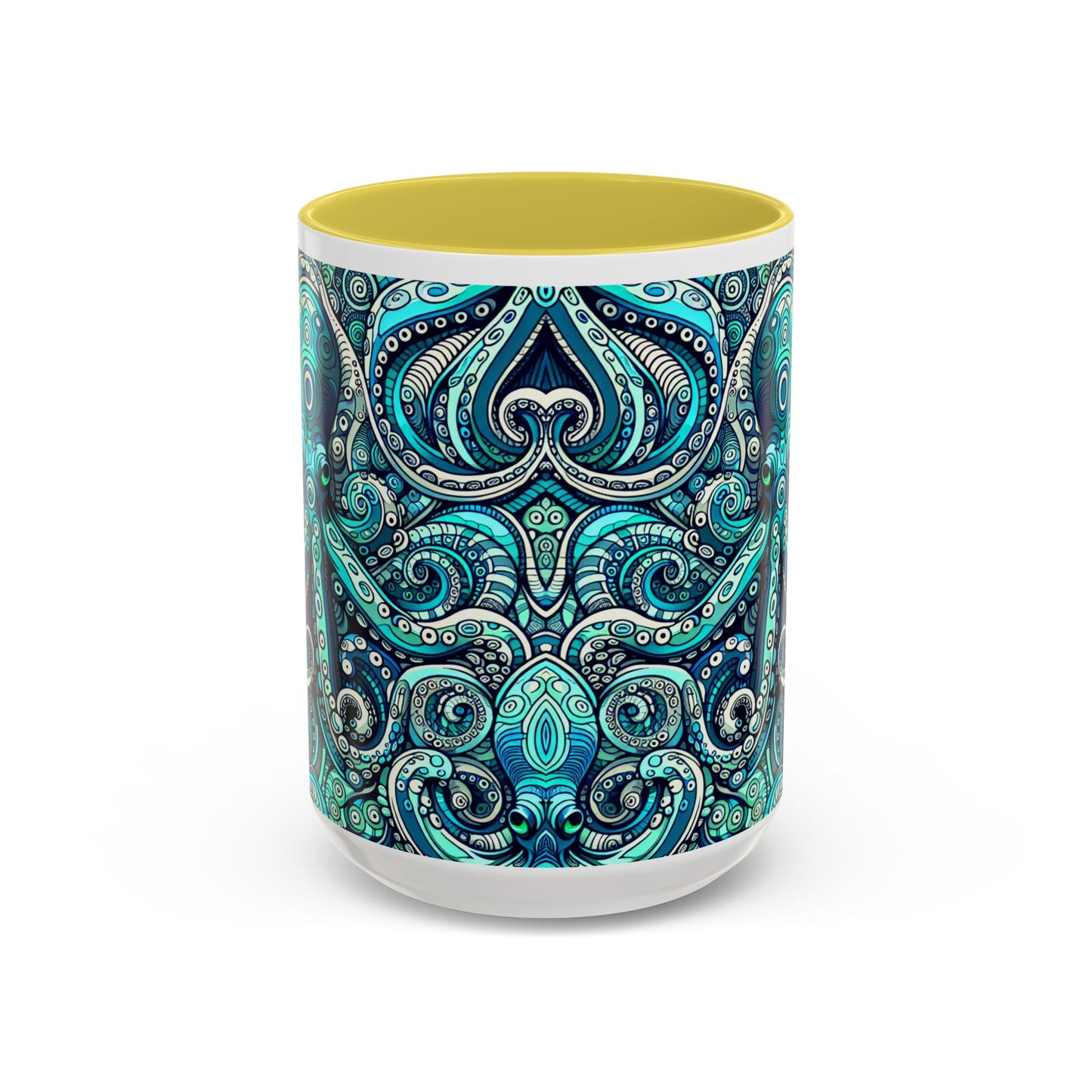 Accent Color Coffee Mug, Many Colors - 11oz & 15oz / Aqua Octopus