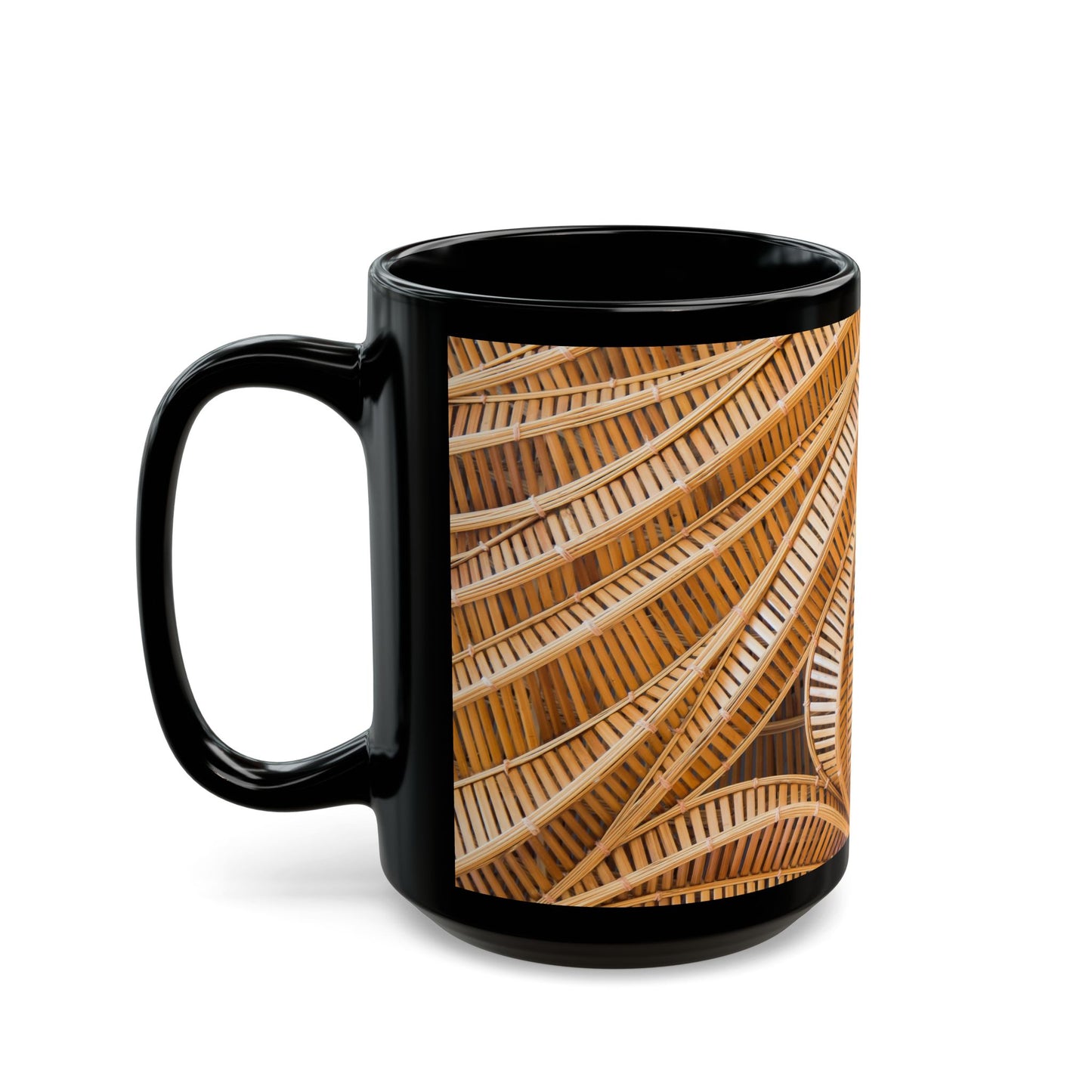 Natural Bamboo Spiral Black Coffee Mug