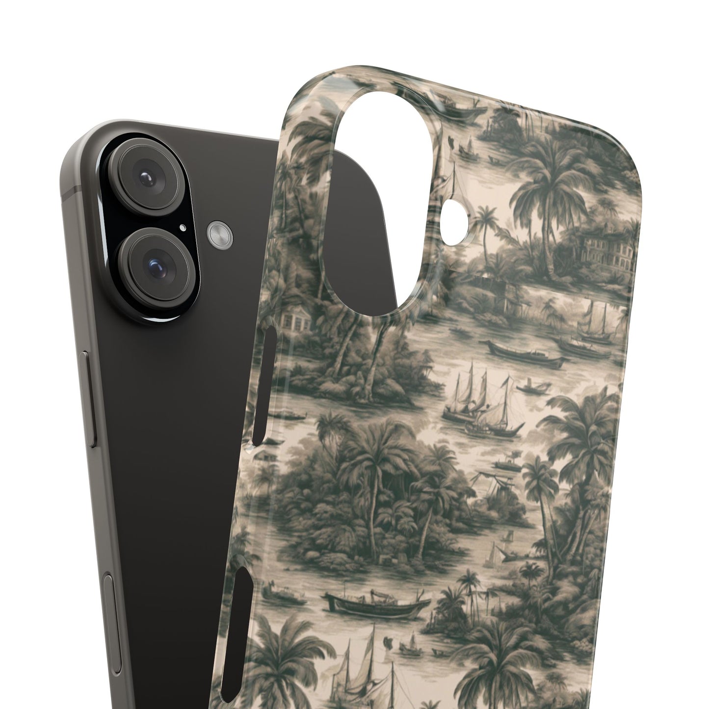 Slim Phone Cases - Tropical Toile #1, black