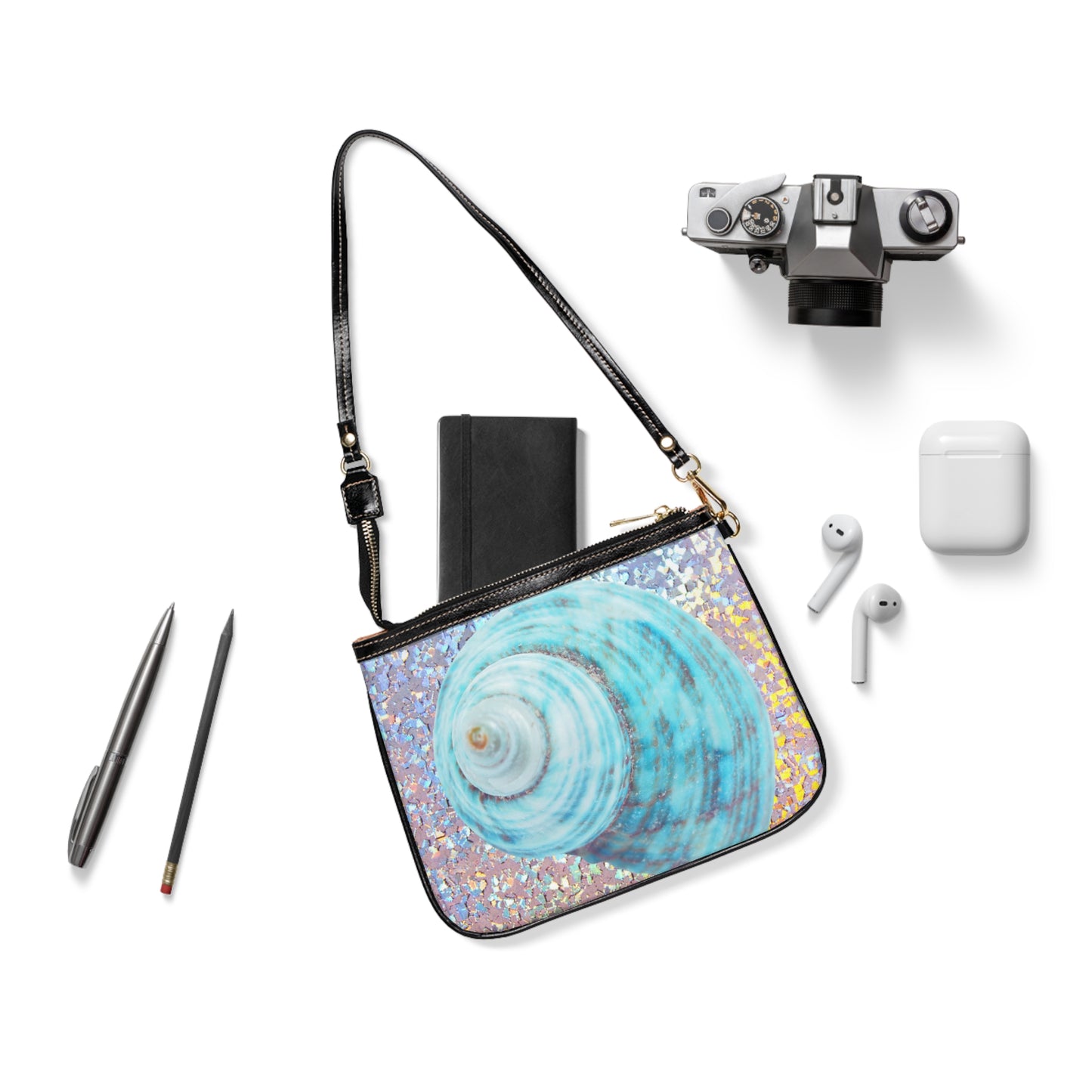 Tropical Beach Small Shoulder Bag | Stylish Crossbody Purse / Disco Jade Turbo