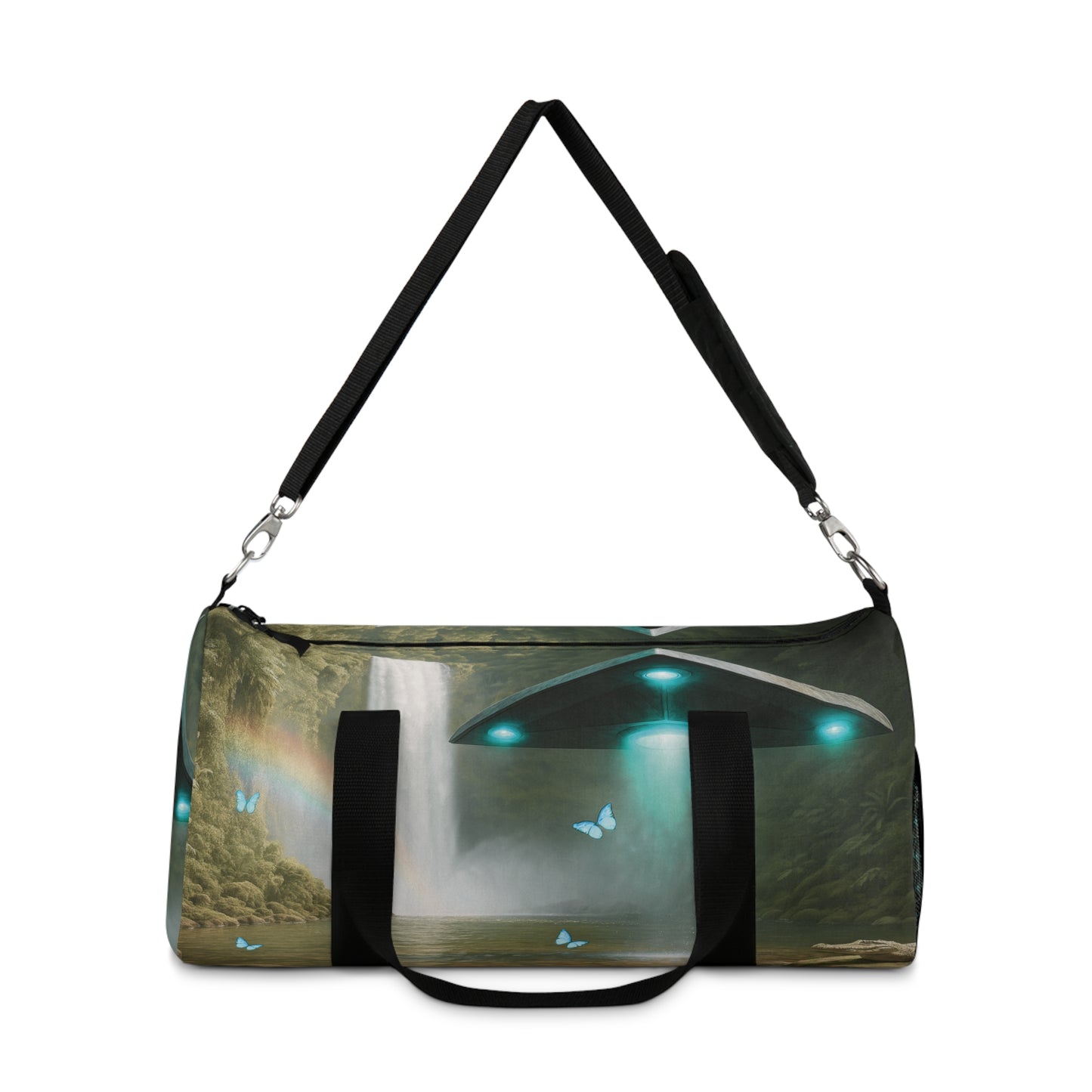 Tropical Duffel Bag - Perfect for Travel and Gym / UFO and Waterfall