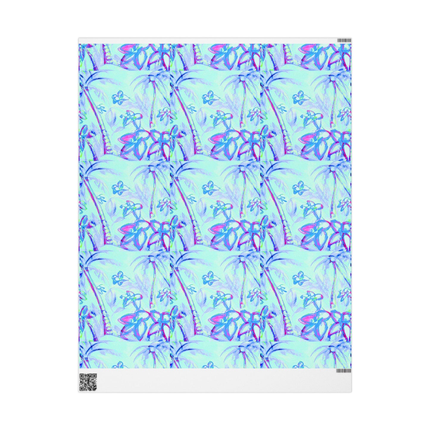 Wrapping Paper - Tropical Gift Wrap for All Occasions, 3 Sizes/2 Finishes / Tropical Doodles, Blue