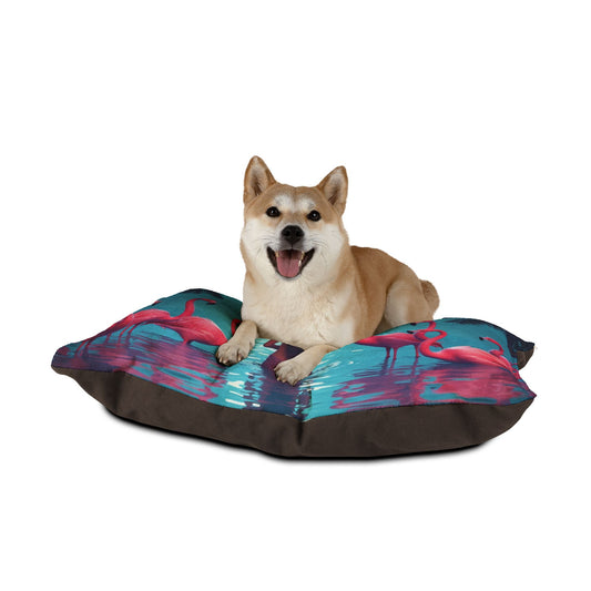 Pet Bed - Cozy and Fun Dog or Cat Bed for Beach Lovers / Moonlit Mermaid and Flamingos
