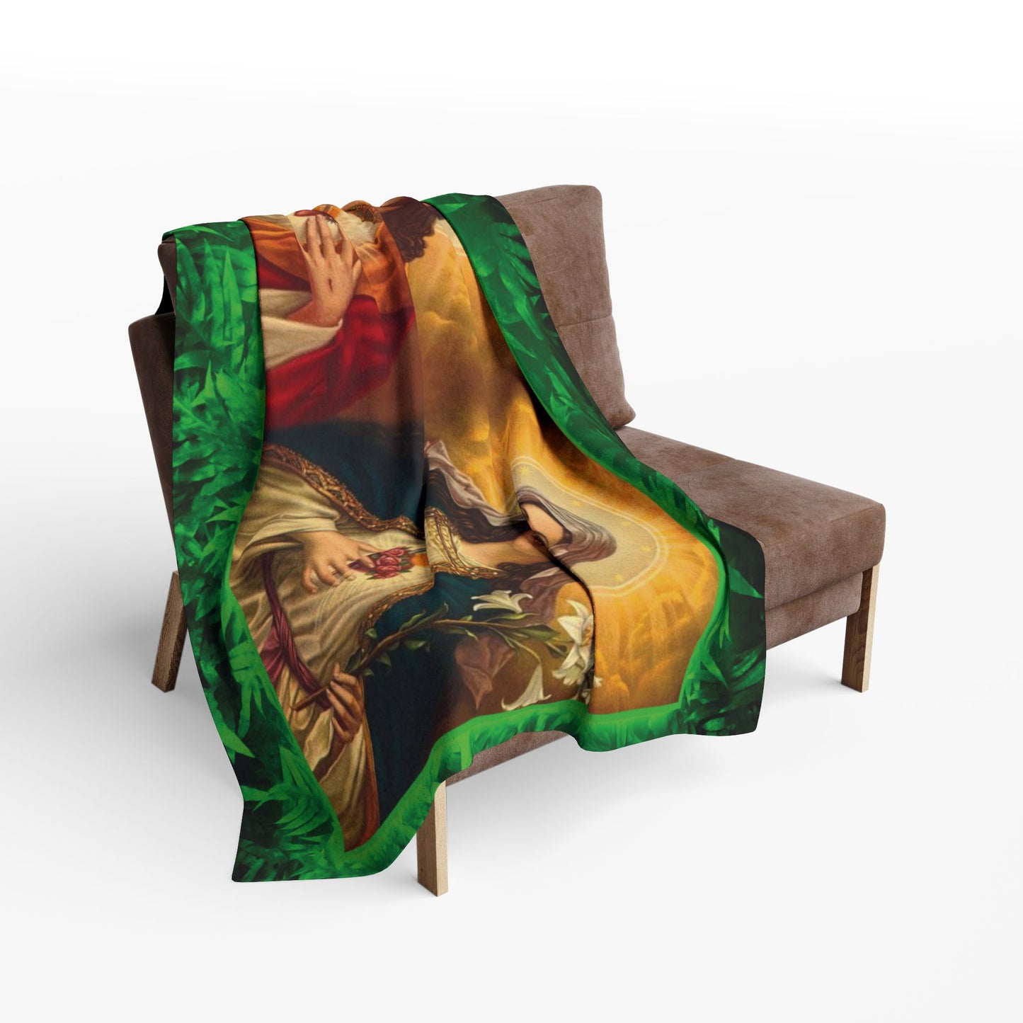 Jesus and Mary Religious Fleece Blanket - Colorful Tropical Glow Design