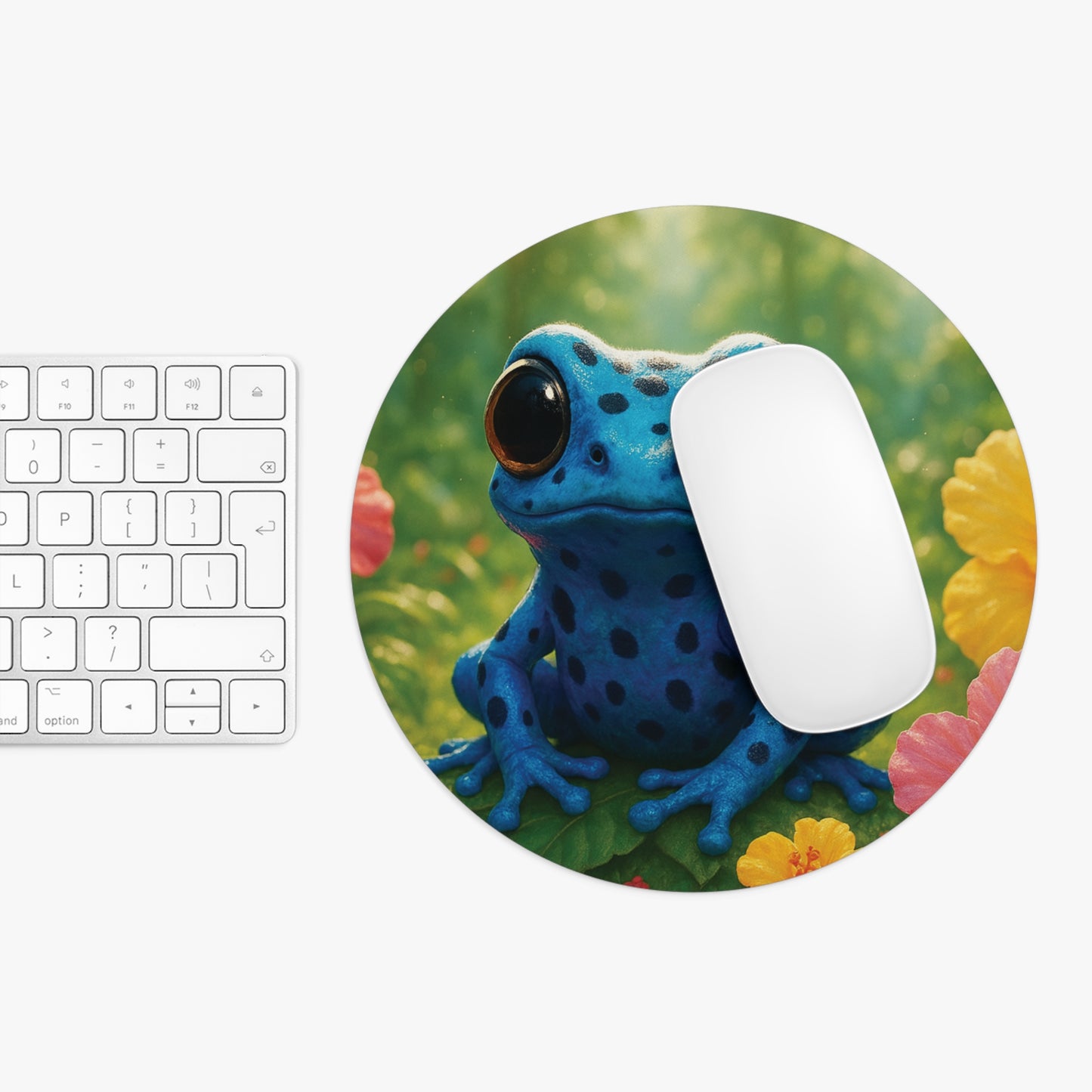Tropical Mouse Pad, 2 Shapes - Beach Vibes for Home Office & Gamer / Baby Blue Tree Frog