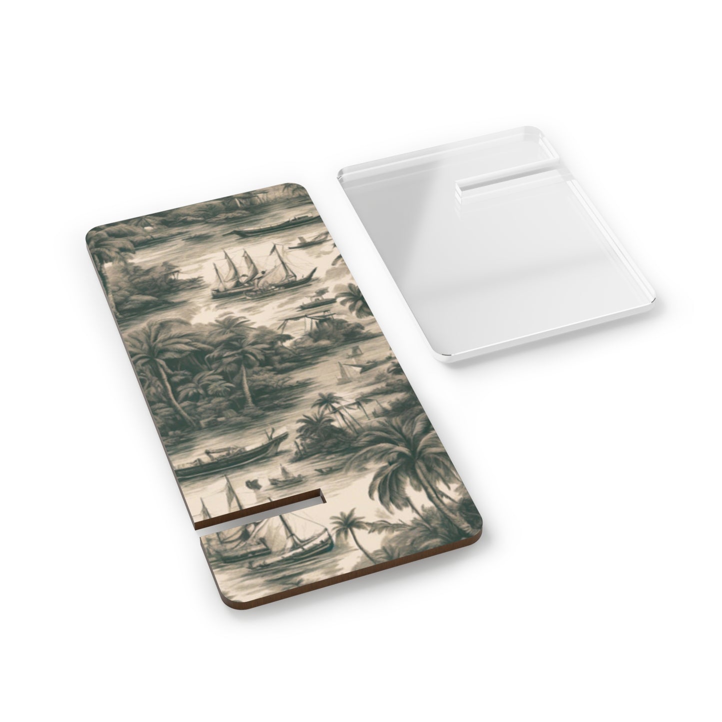 Mobile Display Stand for Smartphones, Tropical Toile #1 Black