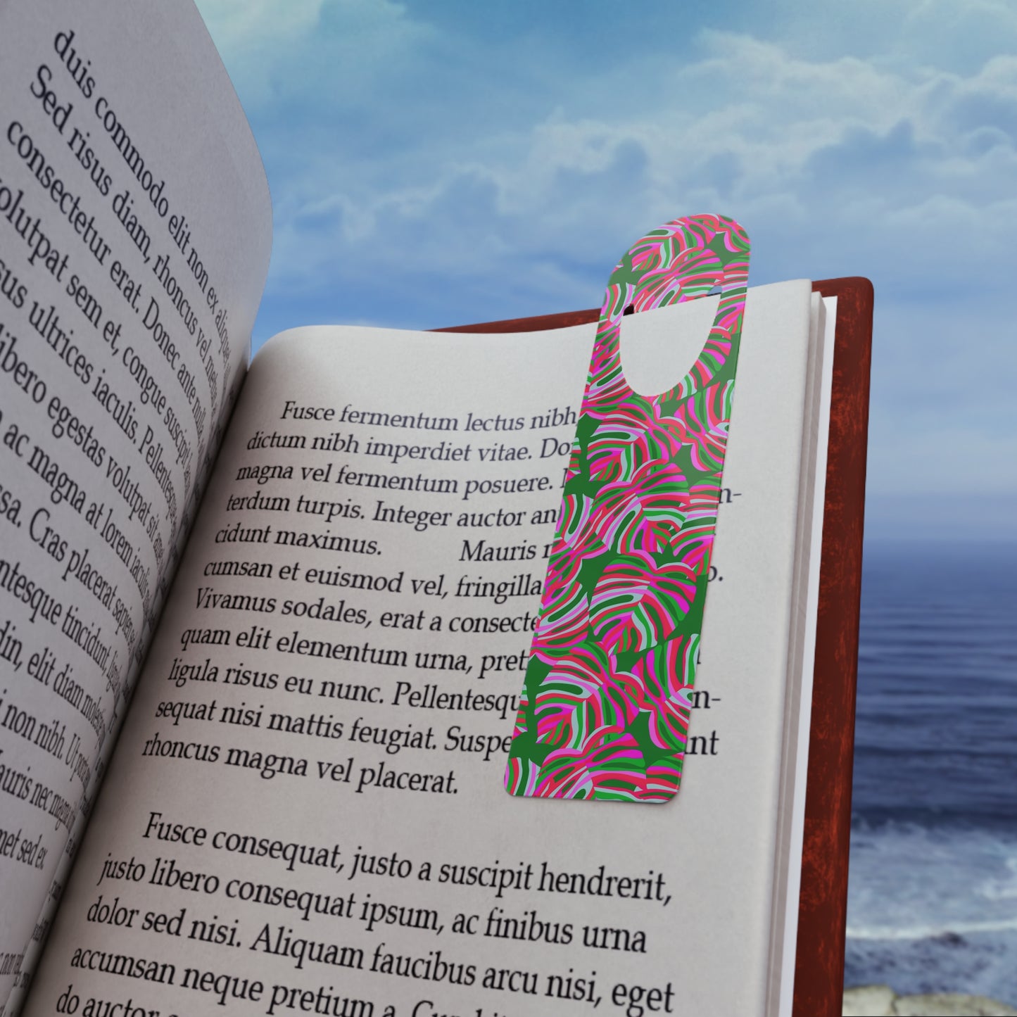 Bookmark - Aluminum, Monstera Pink Pop