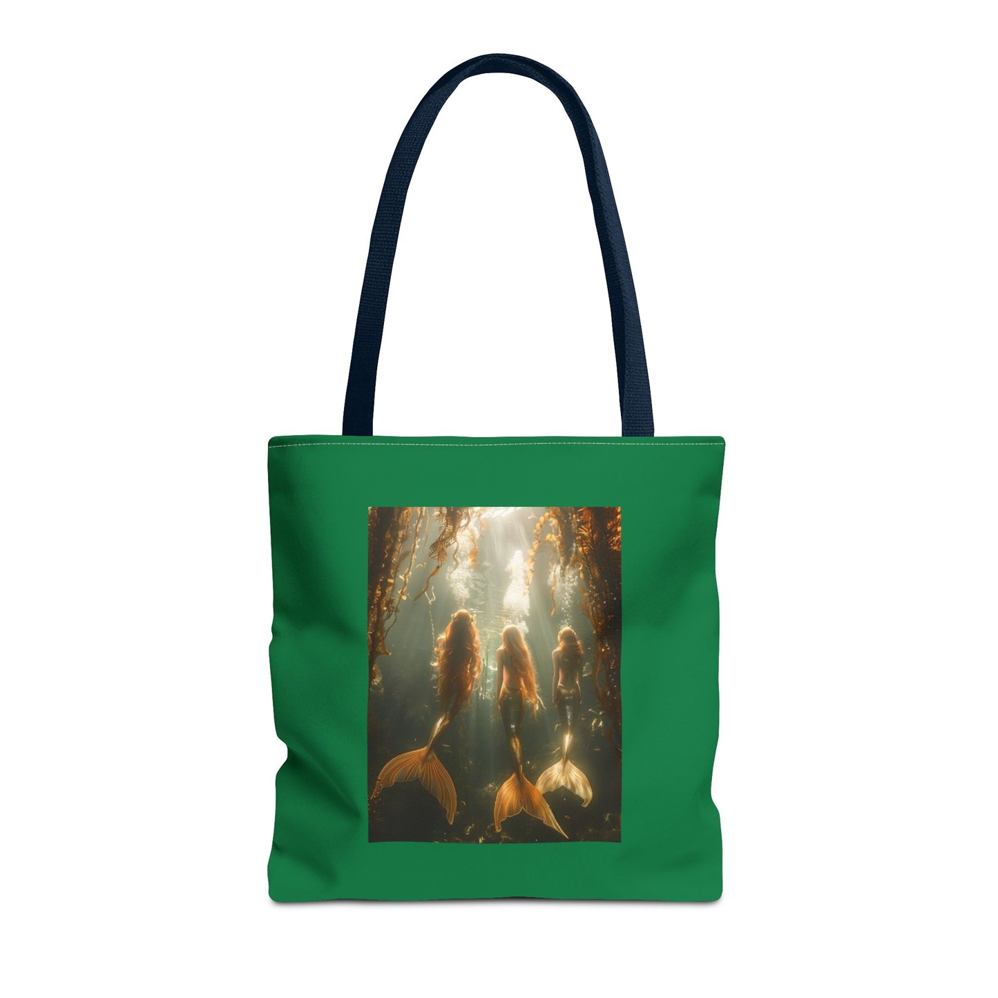 Three Mermaid Sisters, Dark Green Tote Bag - 3 Sizes