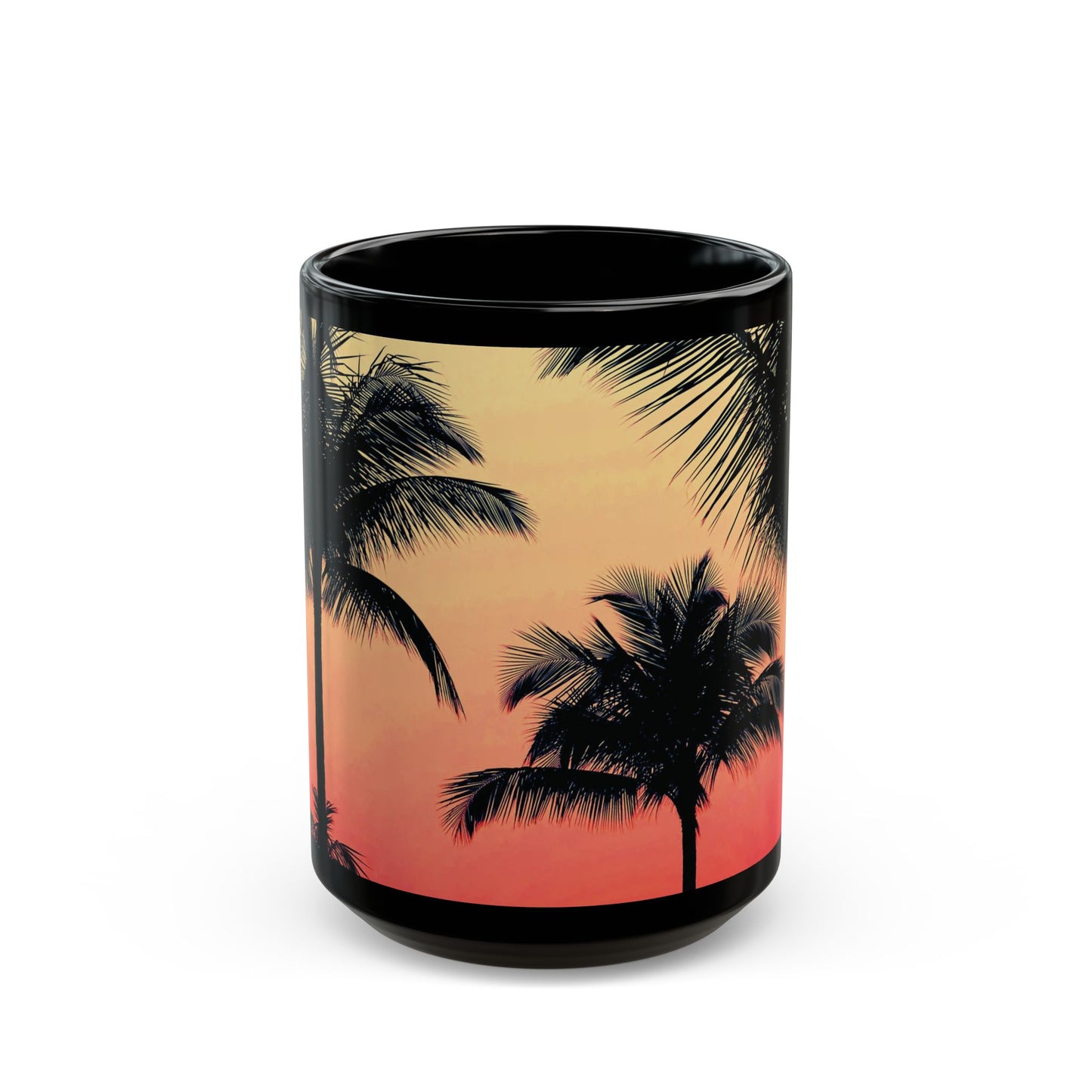 Black Coffee Mug - Palm Glow Orange