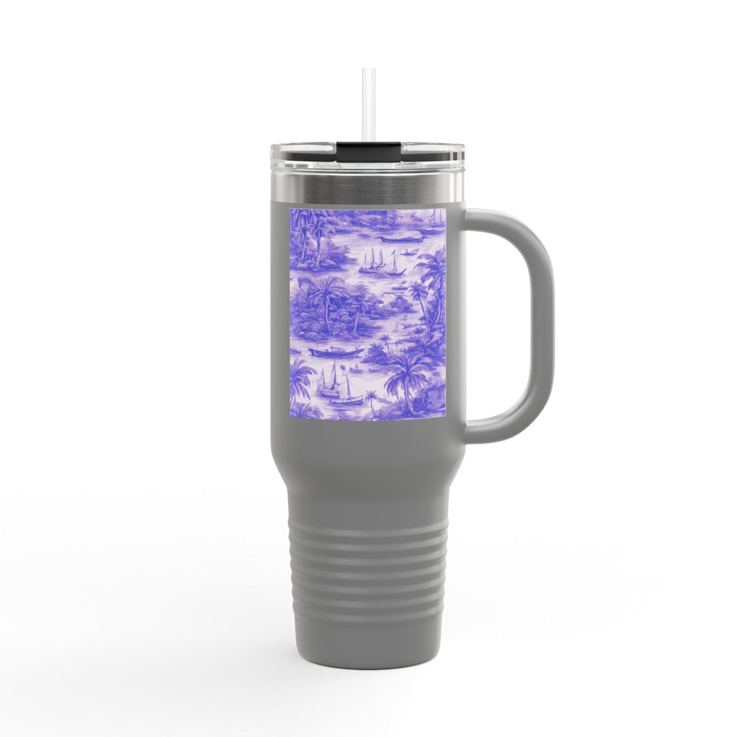 Insulated Travel Mug, 40oz / Tropical Toile, Amethyst - Perfect for Outdoor Adventures