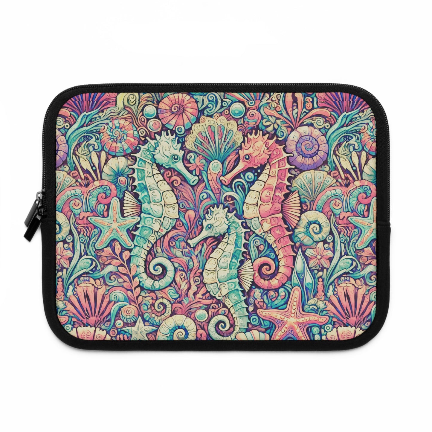 Tropical Laptop Sleeve, 5 Sizes - Perfect for Beach Lovers & Students / Seahorses, Retro
