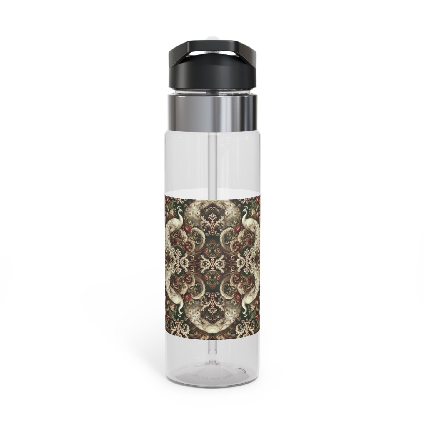 Tropical 20oz Tritan Sport Water Bottle -  Leakproof, Lightweight, BPA-Free / Kaleido White Peacocks