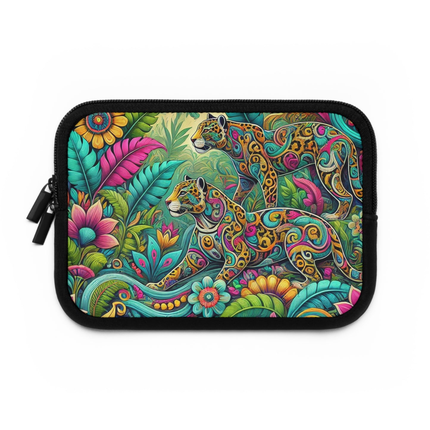 Tropical Laptop Sleeve, 5 Sizes - Perfect for Rainforest Lovers & Students / Jaguar Pop