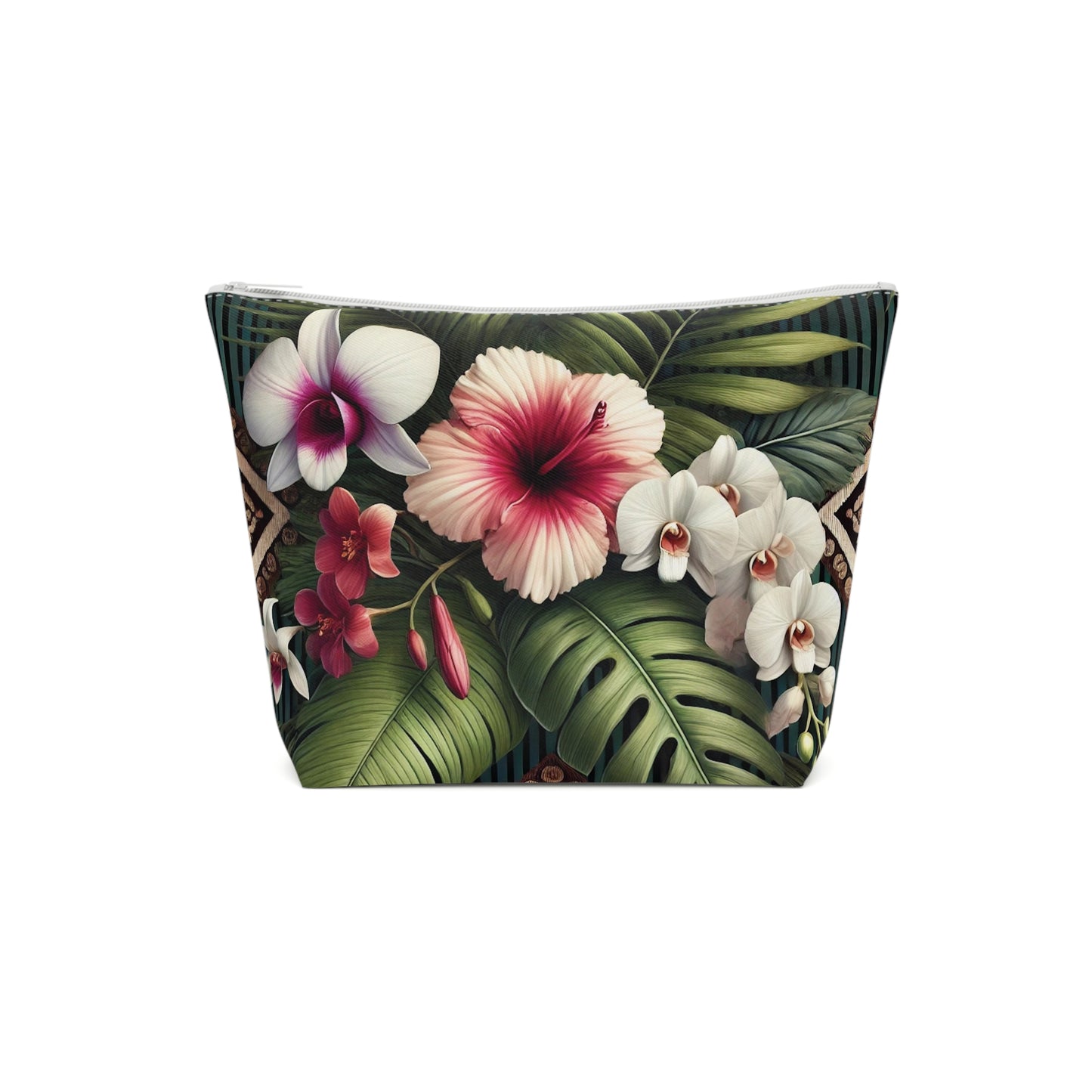 Tropical Cotton Cosmetic Bag, Makeup Pouch, 5 Sizes / Tiki Orchids