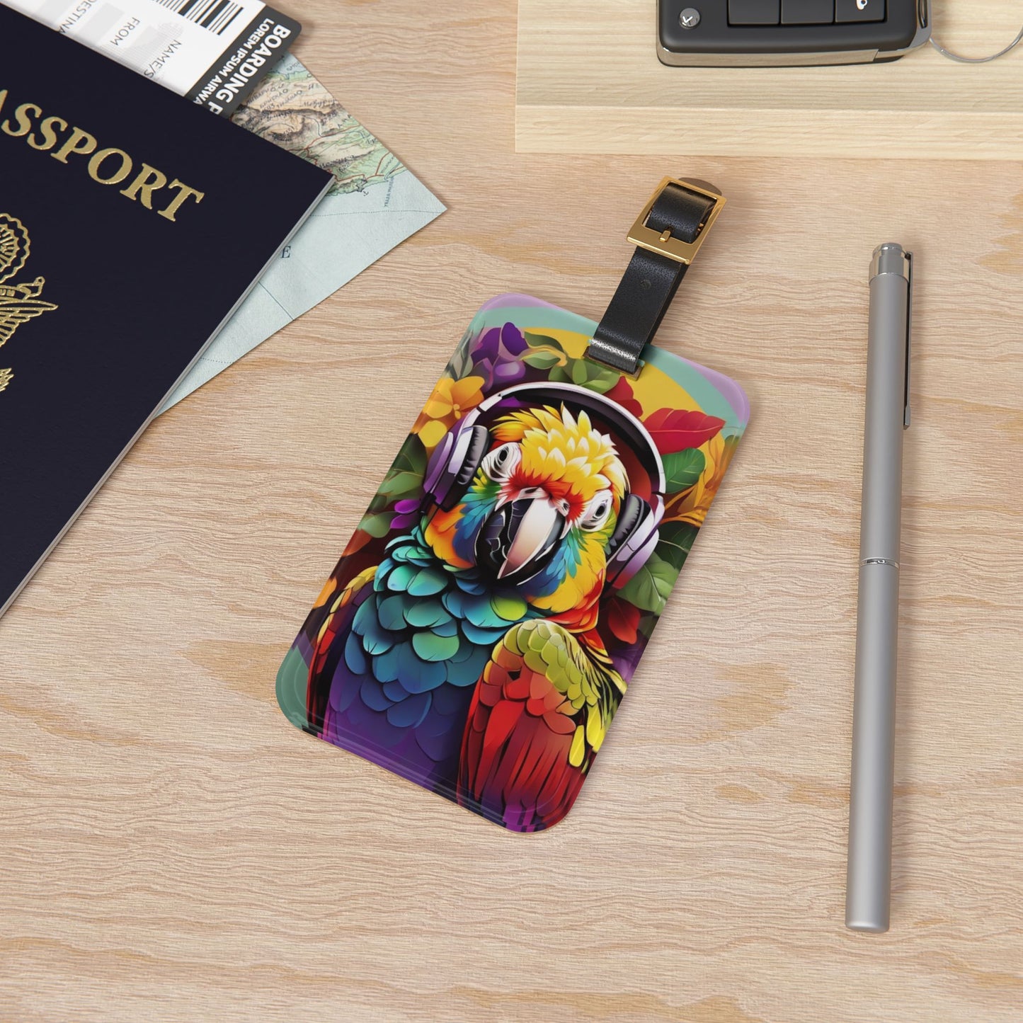 Luggage Tag - Rockin' Out Parrot