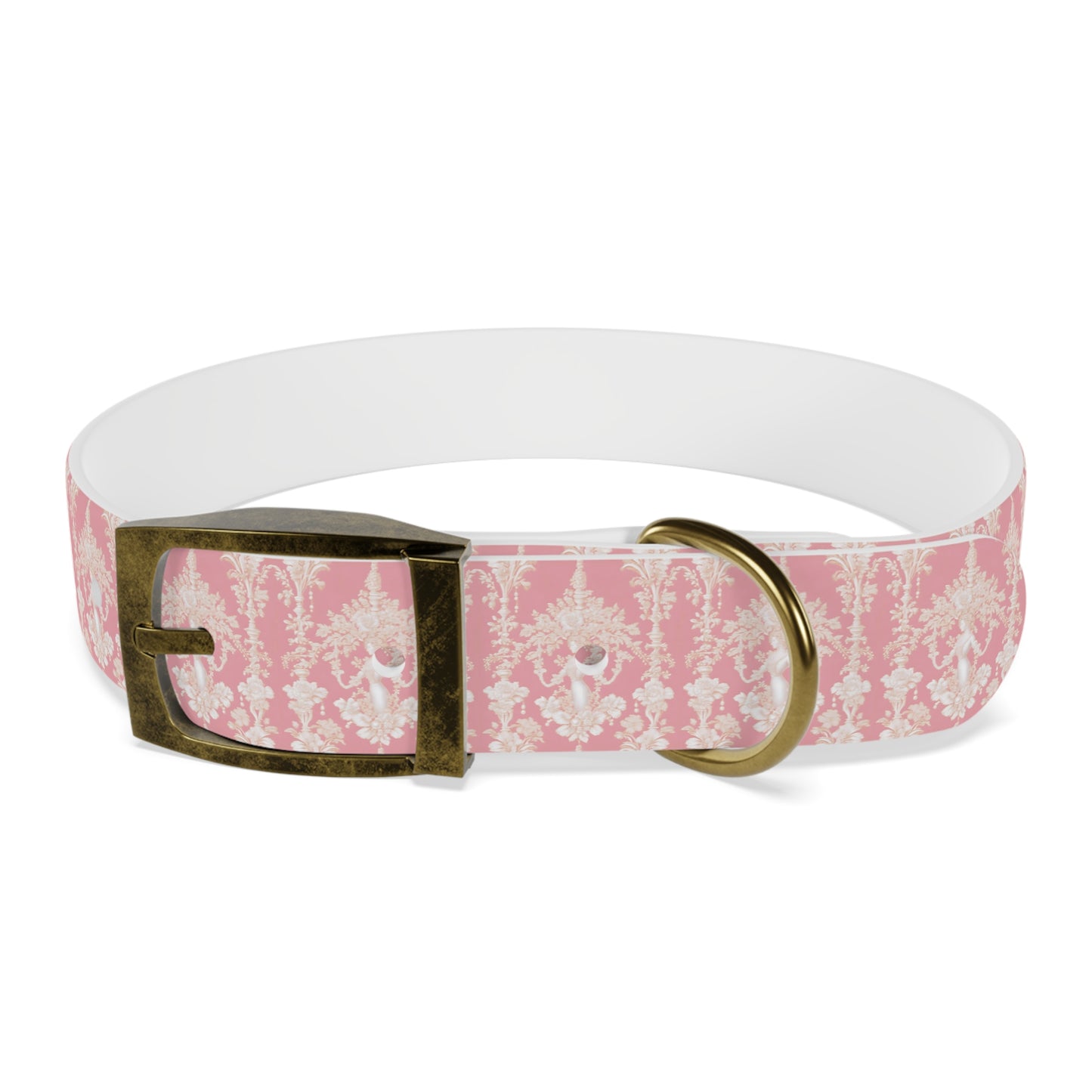 Dog Collar - Pearl Lady Toile, hibiscus pink