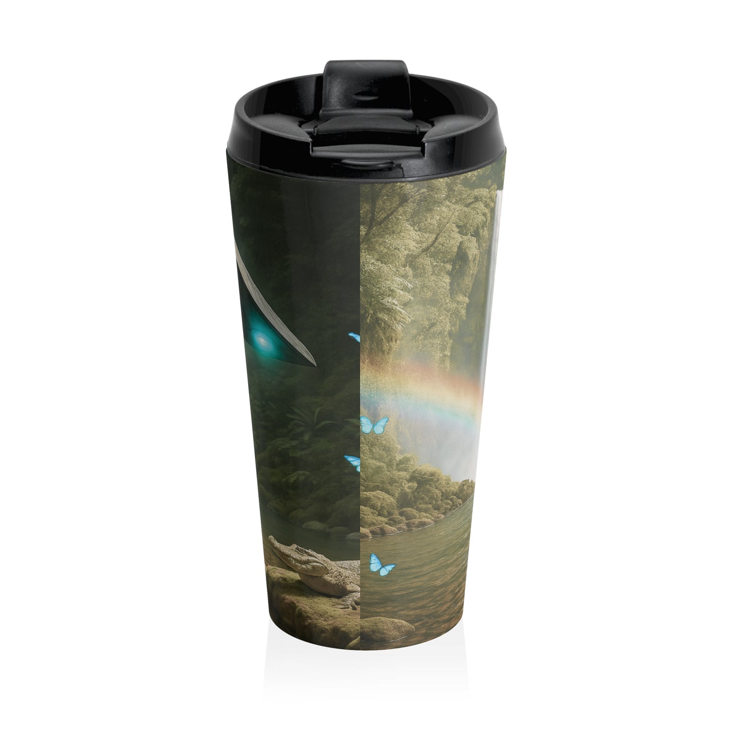 15 oz. Stainless Steel Travel Mug / UFO & Waterfall