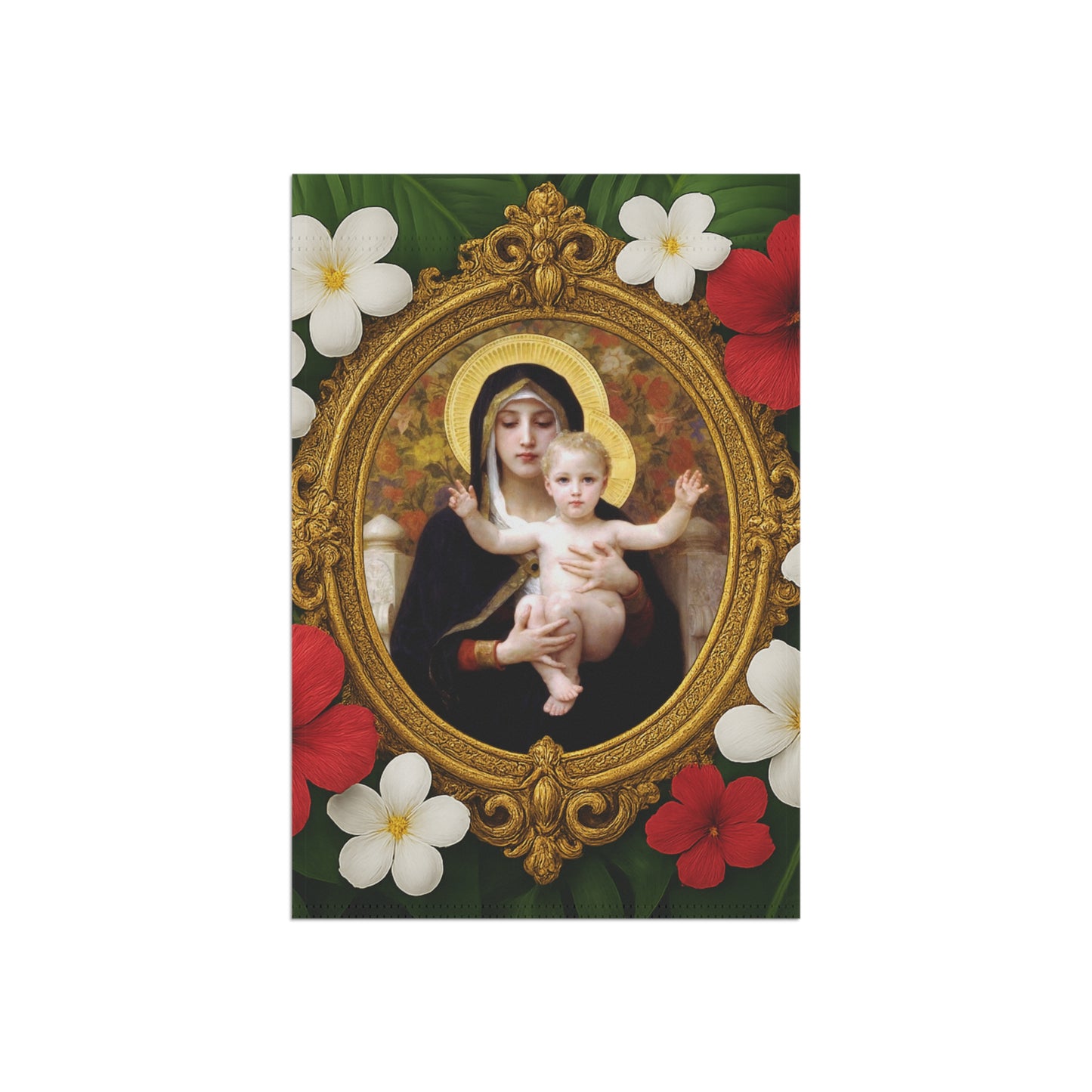 Religious Tropical Garden Flag  - Perfect for Outdoor Decor / Virgin of the Lilies