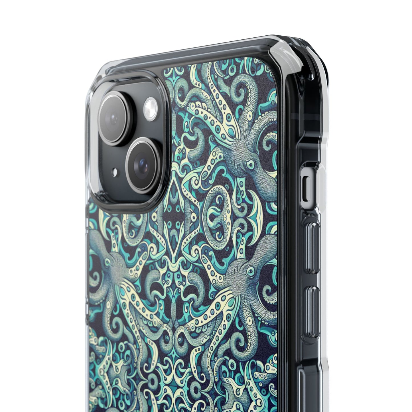 Twisted Aqua Octopus Magnetic Clear Phone Case, Many Models