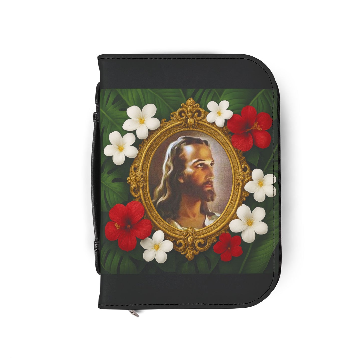 Tropical Jesus Bible Cover, Black / Floral Bible Cover Protector, Church Accessories